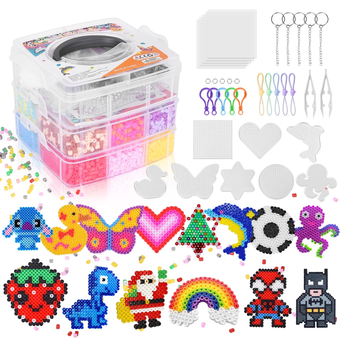 Fuse Beads Kit for Kids: 10000PC Melty Beads Set, 5MM Iron Melting Beads Craft Kit with 8 Pegboards,5 Ironing Paper and Accessories, Arts and Crafts