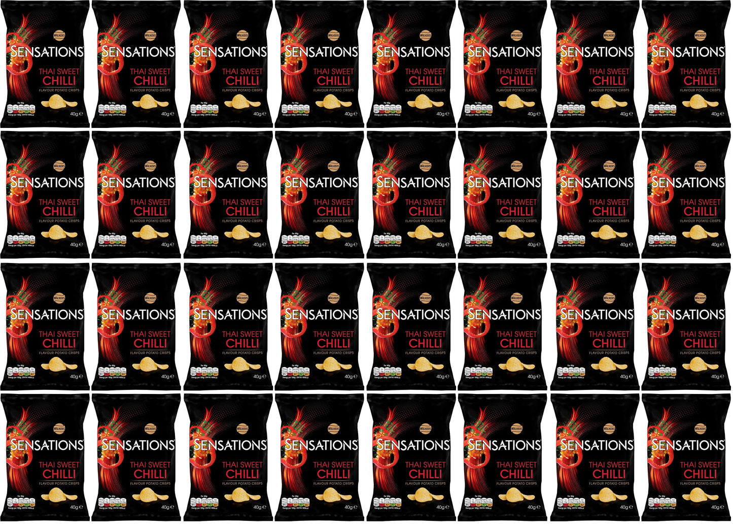 32 x Walkers Sensations Thai Sweet Chilli Grab Bag Crisps 40G