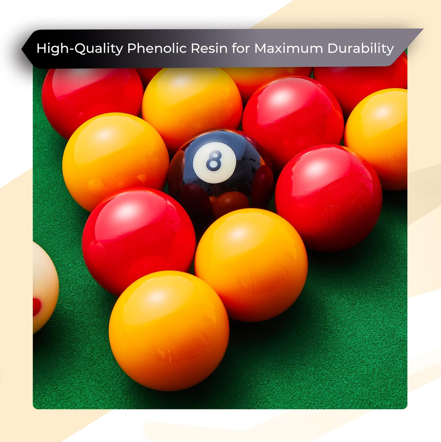 Cue-King Premium Pool Balls Complete Set Grade AA - 2" 16 Ball Set for Pool Table, Red and Yellow, Premium Quality