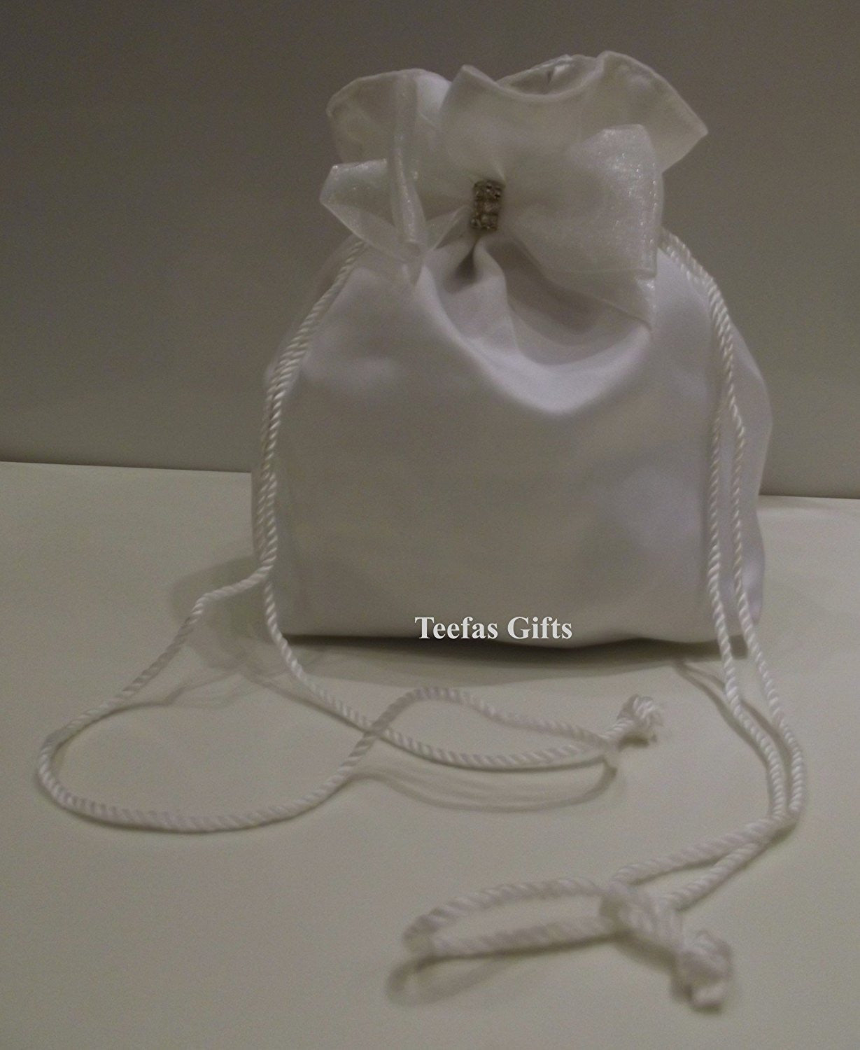 White Matt Satin Wedding Bridal Bag - White Matt Satin Holy Communion Dolly Bag.