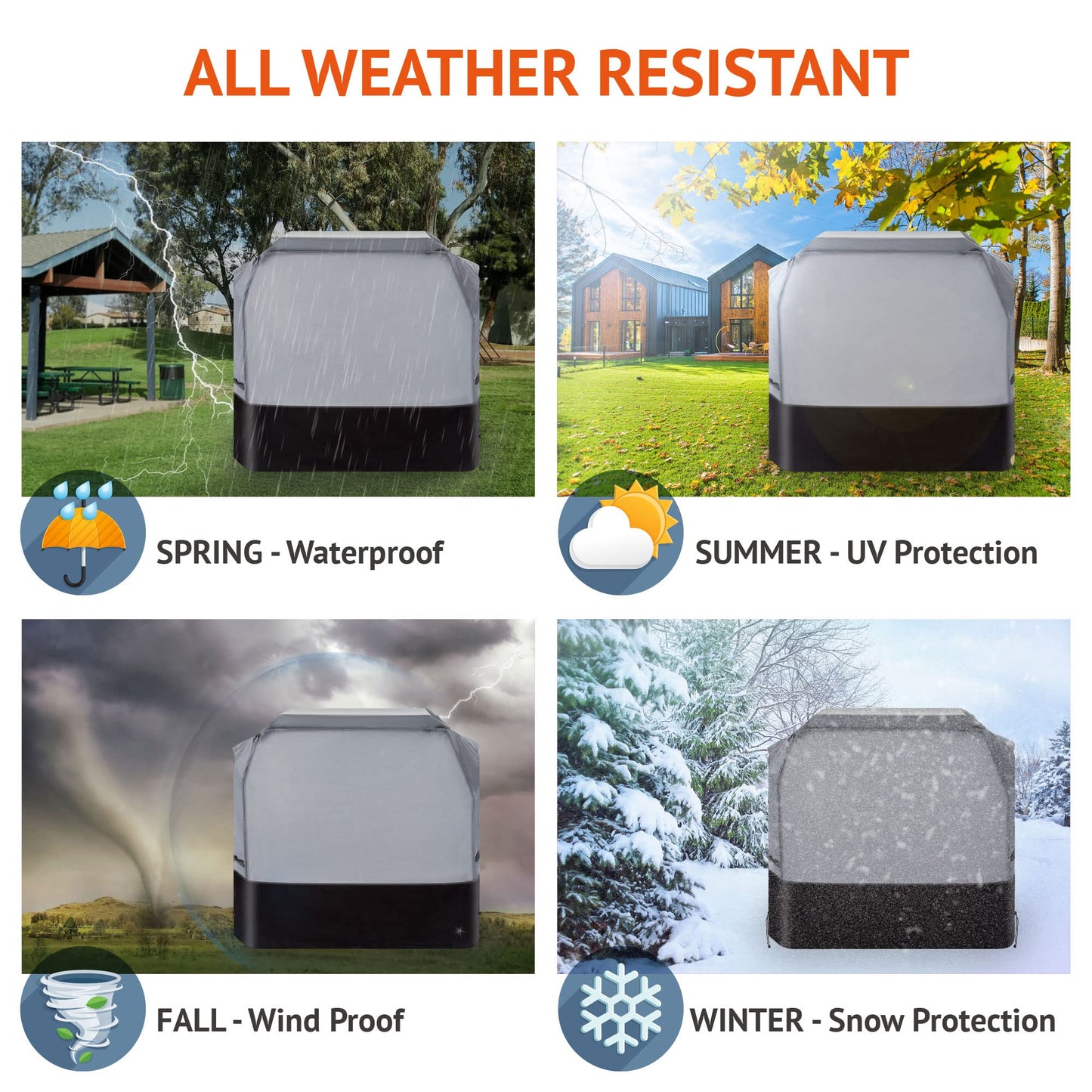 Waykea Heavy Duty Grill Cover 155cm, 600D Oxford Water Resistant UV & Fade Resistant BBQ Cover for Weber Char-Broil Dyna Glo Nexgrill Charcoal Gas