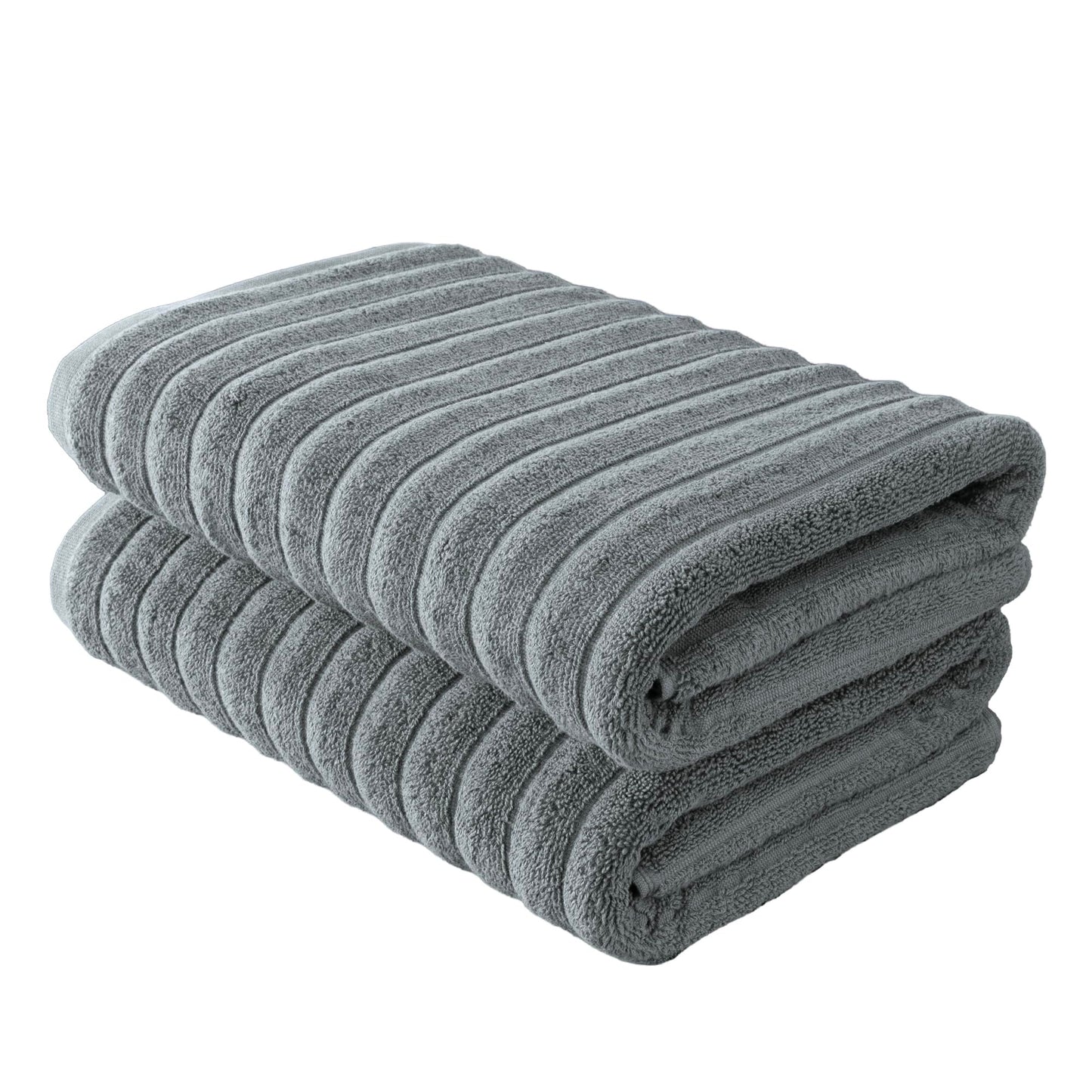 BERIBO Cloud Turkish Towel Set 100% Cotton 620gsm (Slate Grey, 2 Bath Towels)