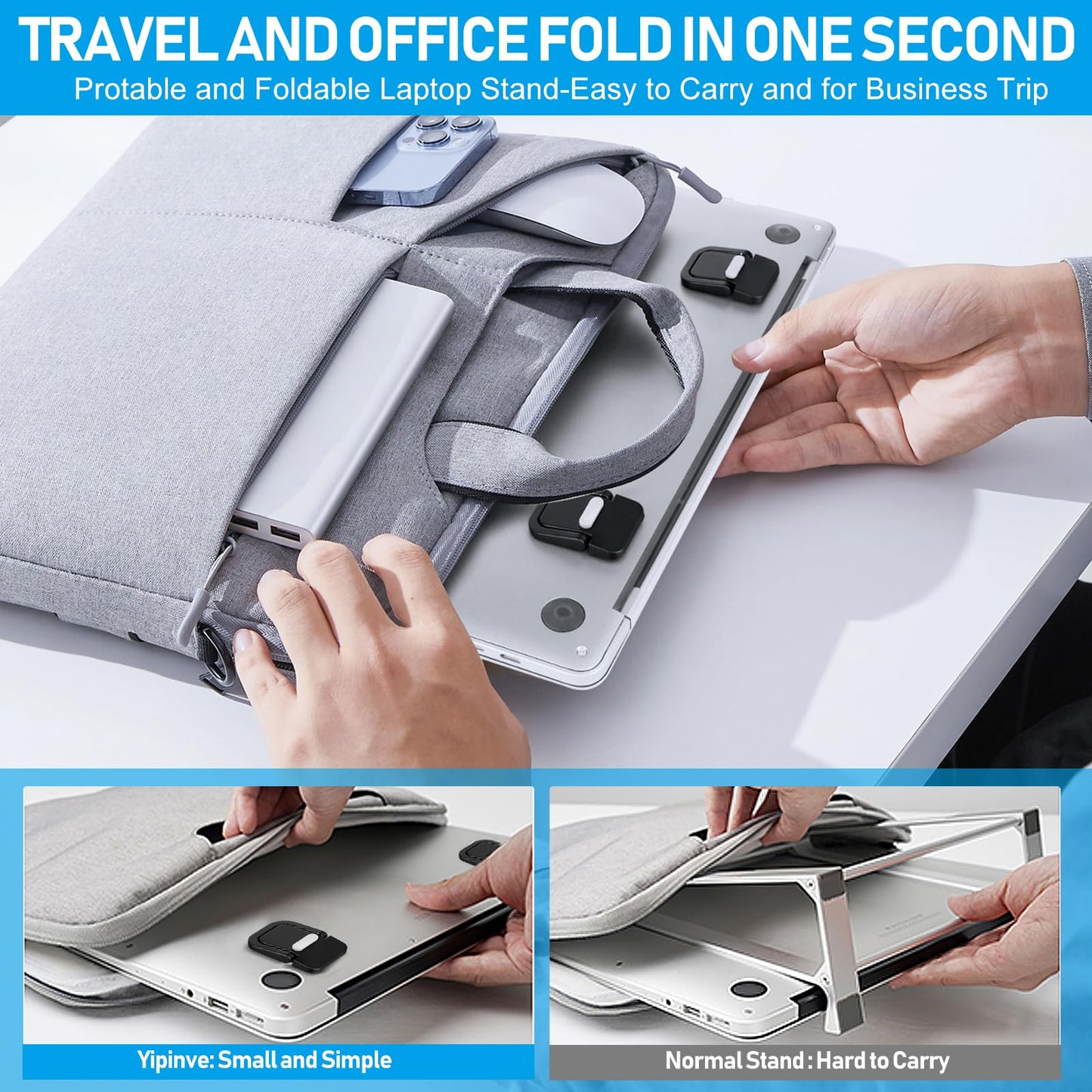 Laptop Stand 2PCS, Foldable Laptop Stand, Invisible Computer Stand, Laptop Feet, Keyboard Lift, Foldable Ergonomic Desktop Stand, Keyboard Stands