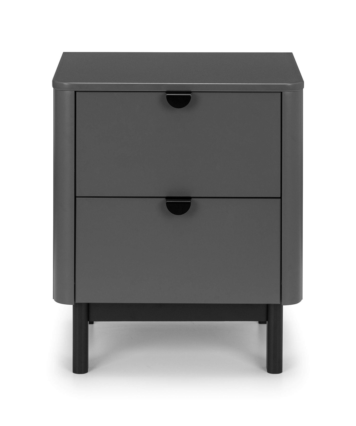 Julian Bowen Chloe Bedside Table, 2 Drawer, Grey - H53 x W46 x D34cm