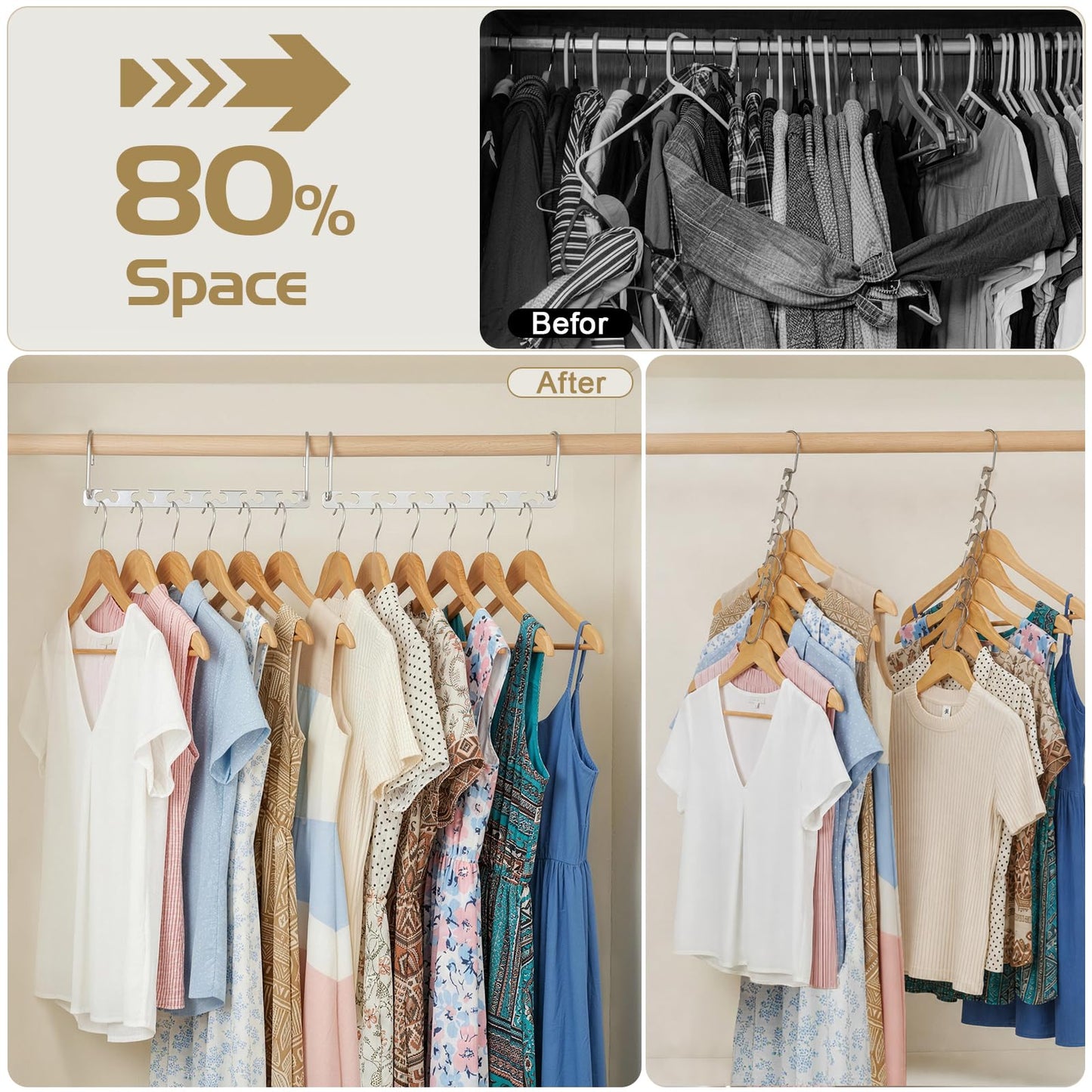HOUSE DAY Space Saving Magic Hangers Pack of 20 Magic Hangers Metal Hanger Oragnizer Closet Space Saver Hangers