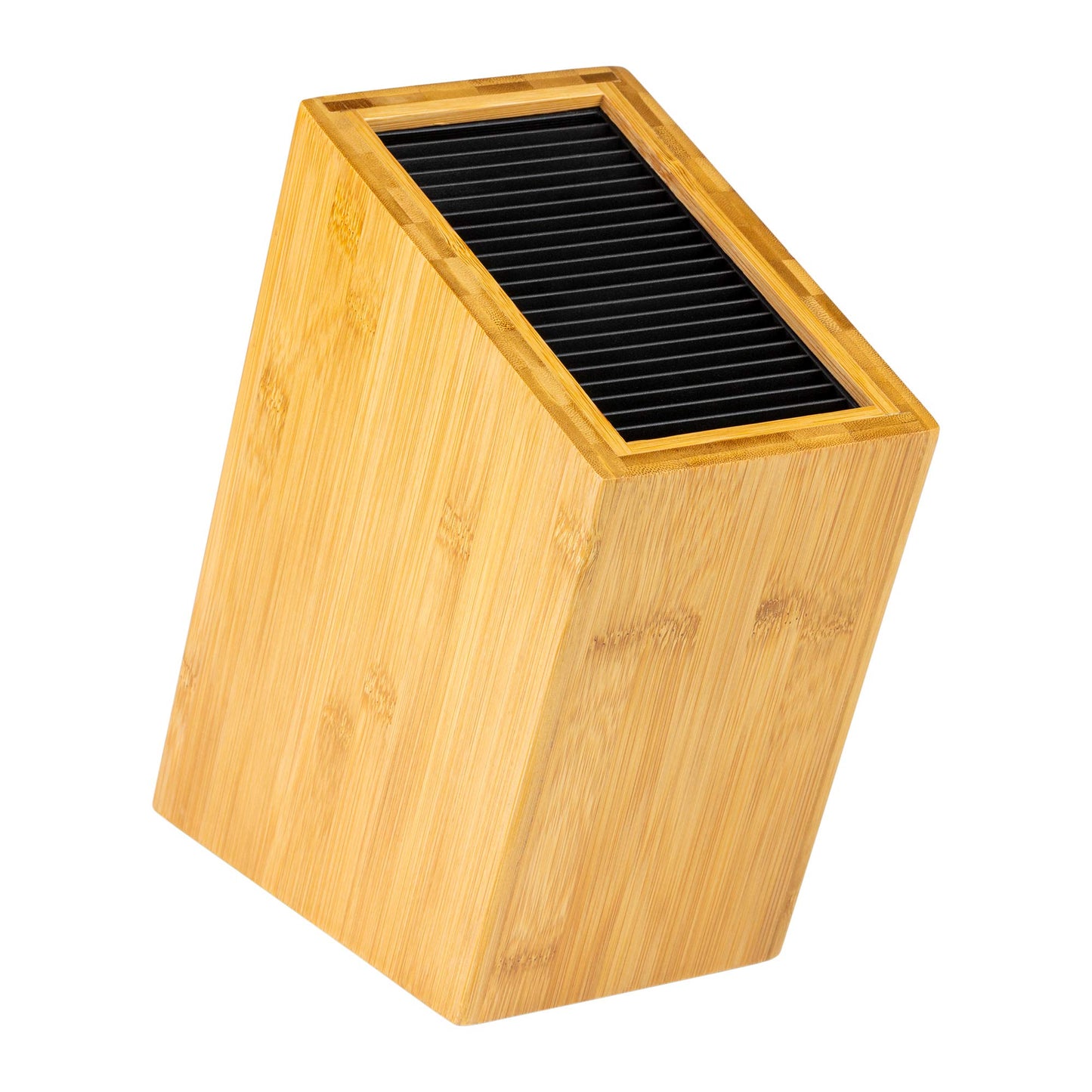Rockingham Forge Sloping Bamboo Universal Knife Block, 20 Slots for Knives up to 20cm Blade Length, 27cm