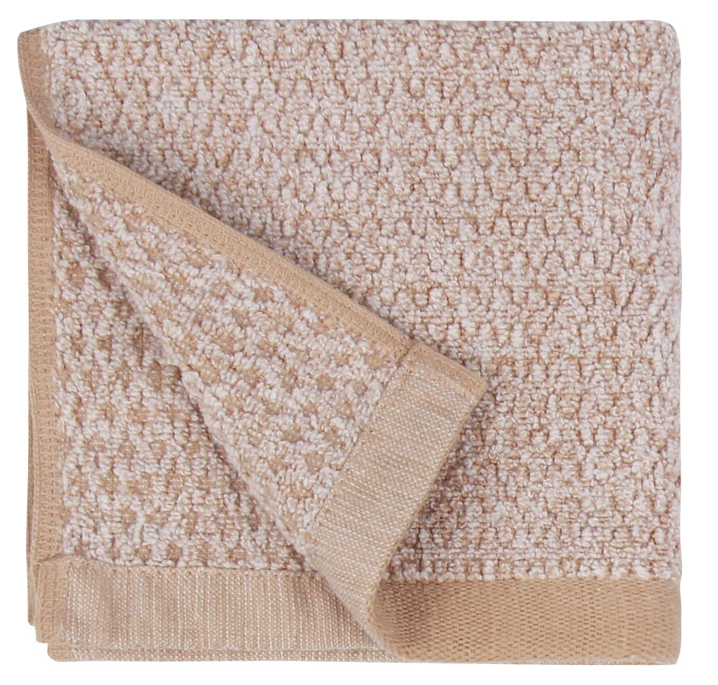 Everplush Diamond Jacquard Wash Cloth Set, Polyester, Khaki, 6 x Washcloth (13 x 13 inches), 6