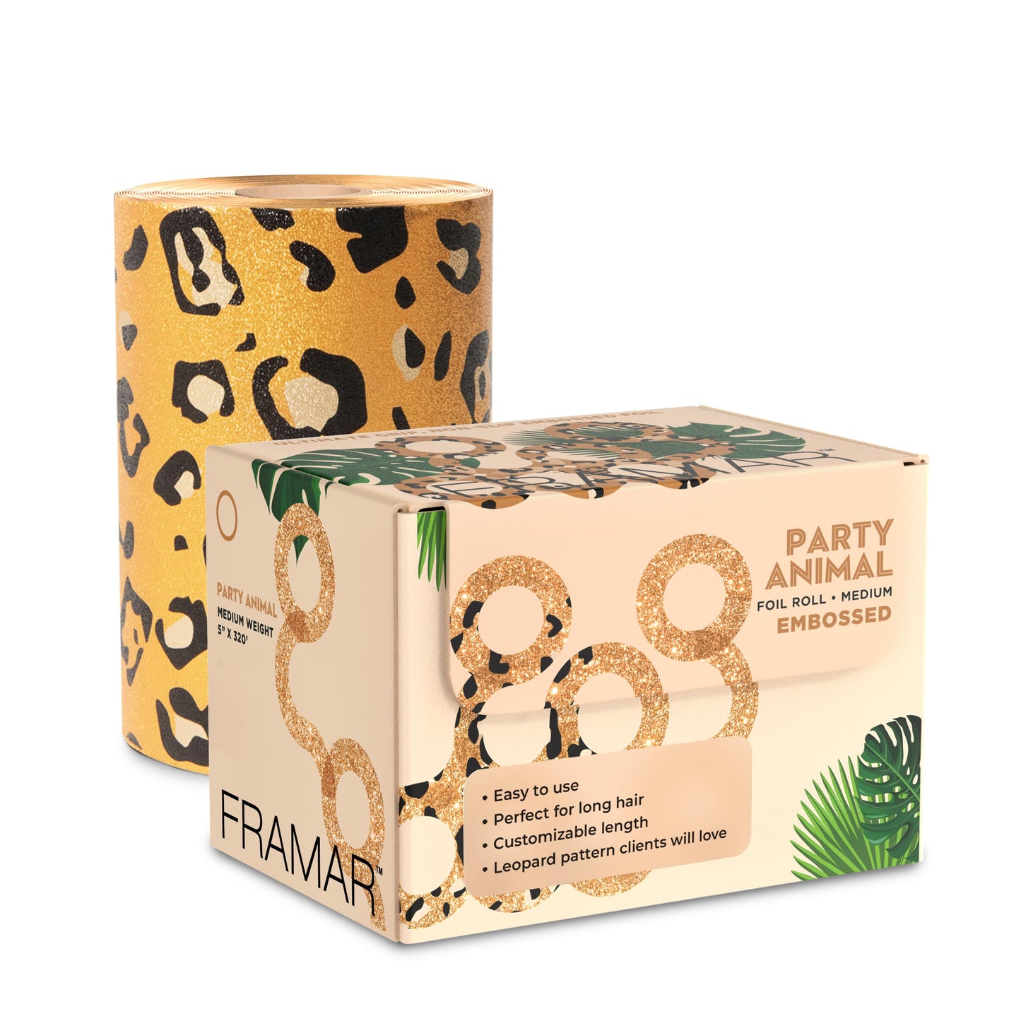 Framar Leopard Embossed Hair Foil, Hair Foils for Highlighting, Foils for Highlights, Hairdressing Foil for Hair Highlights, Highlighting Foil, Framar