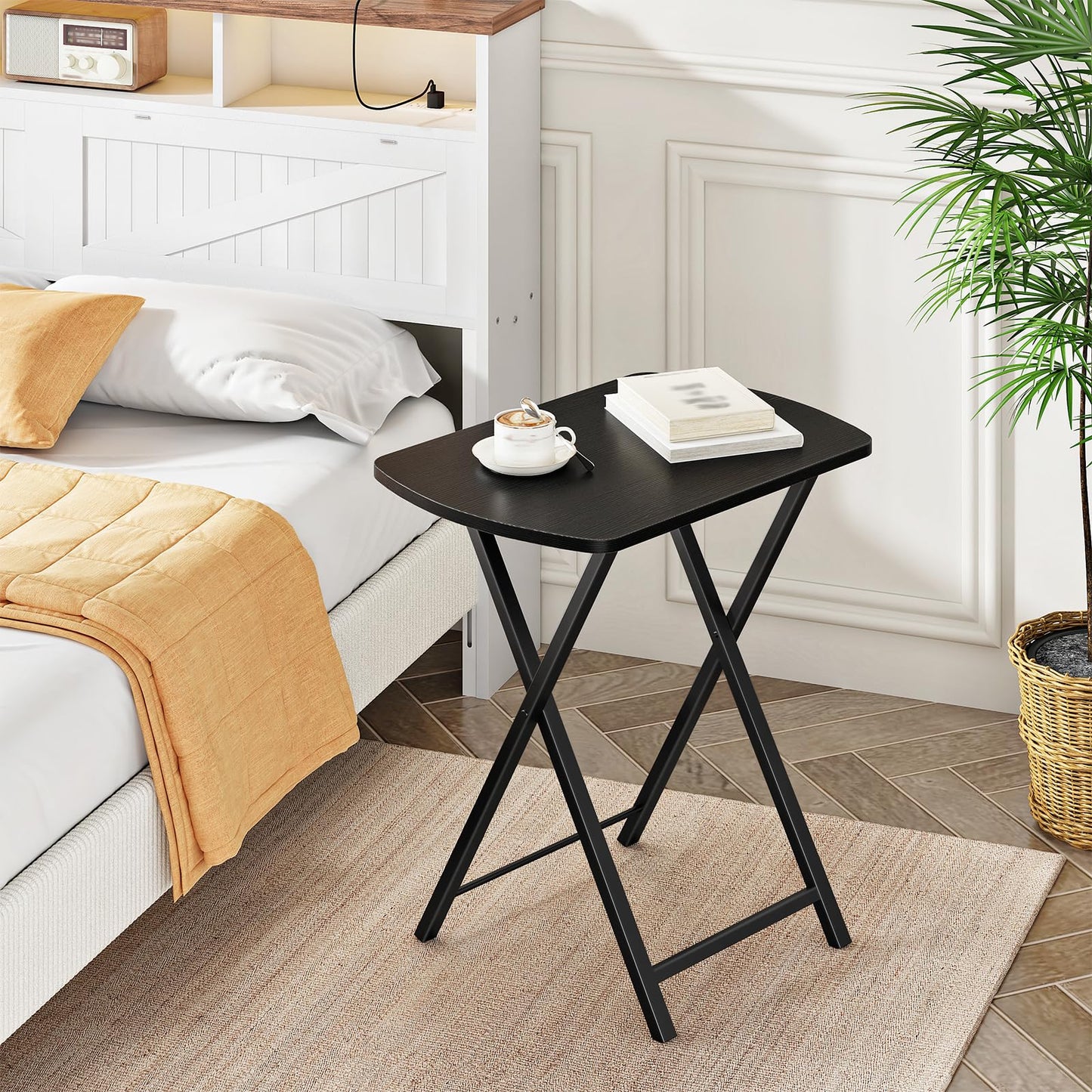 HOOBRO Folding Side Table, Folding Tray Table, Snack Dinner Table for Eating at Couch, Sofa End Table for Small Space, Living Room, Industrial