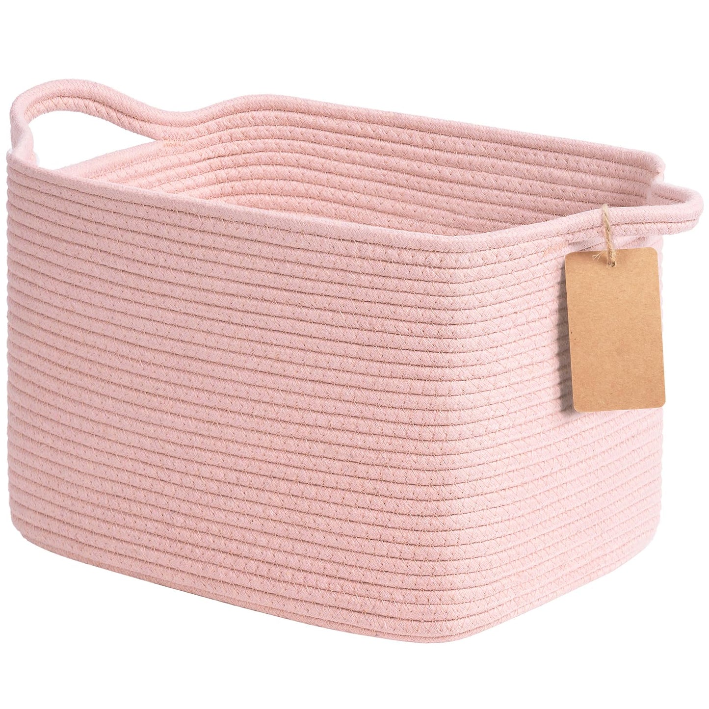 TIMEYARD Pink Cotton Rope Storage Basket Woven Shelf Basket for Organising