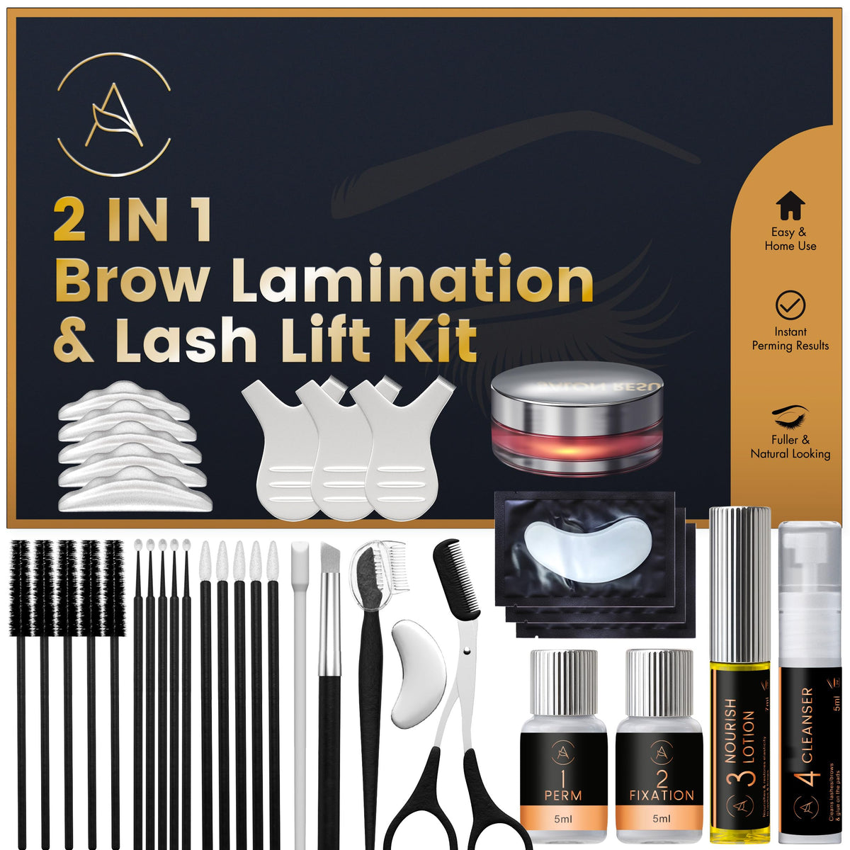Lash Lift & Eyebrow Lamination Kit, 2-in-1 Solution, At Home Brow Lamination, Beginner/Professional, Eyelash Lift Kit, Lasts 6-8 Weeks, 15