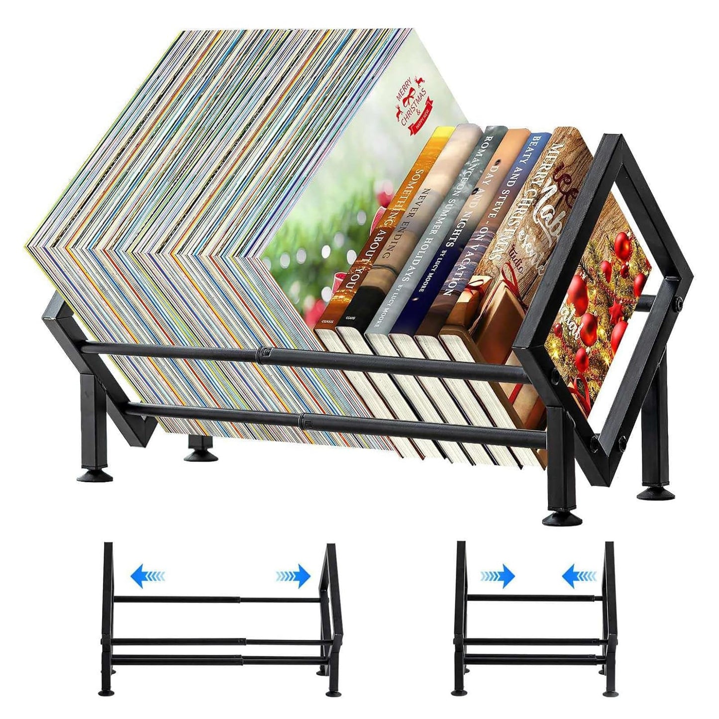 TW1TGOFT Small Bookcase - Expandable Tilting Bookshelf Desktop Metal Bookshelf for Small Spaces Assemble Desktop Bookcase Organiser for Books/ 80-100