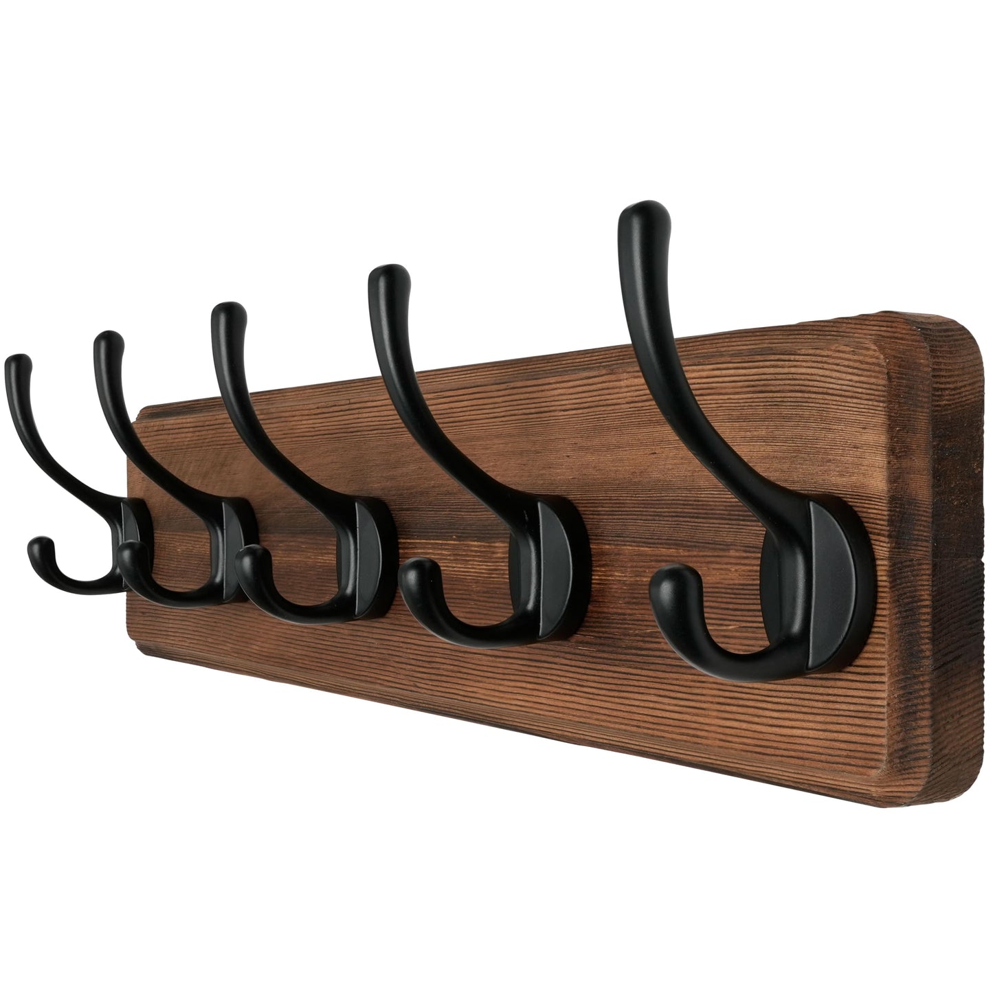 Dseap Coat Rack Wall: Patented, Heavy-Duty, 5-Double-Hooks Wooden Wall Mounted Coat Rack Coat Hanger Hook Rail for Winter Coats Hat Jacket Clothing