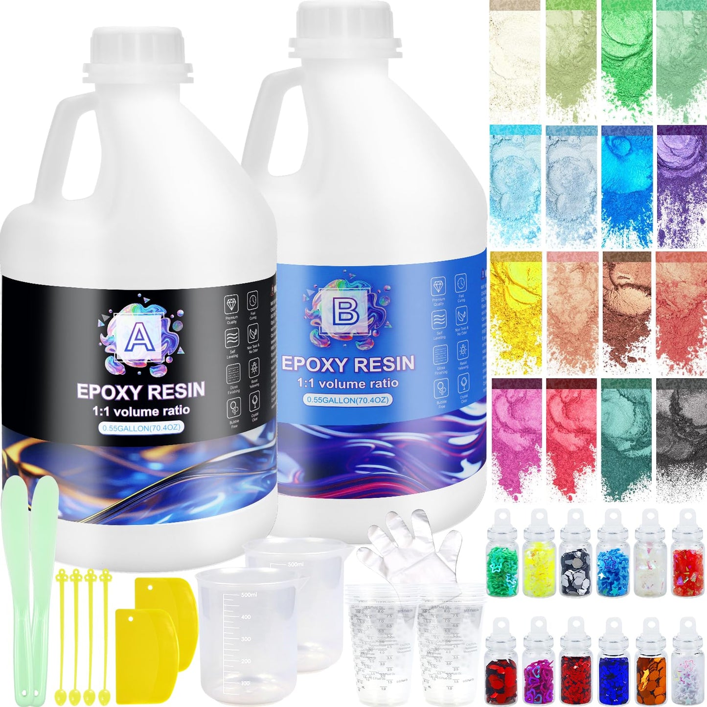 Ghguole Epoxy Resin Kits-4.15 L/1.1 Gallon Crystal Clear Epoxy Resin&Hardener for Beginners,Resin Starter Kit for DIY Art&Craft,Jewelry Making,Mold