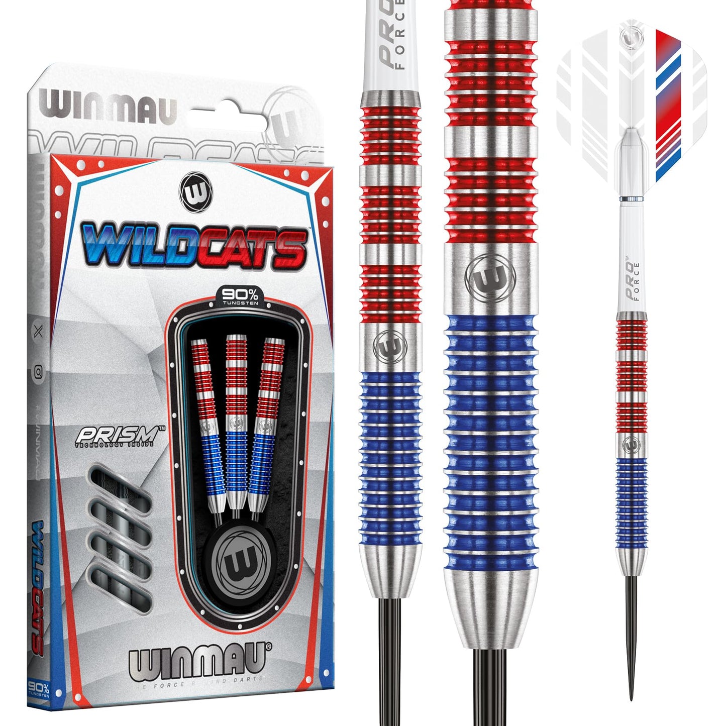 WINMAU Wildcats 26 gram Tungsten Darts Set with Flights and Stems (Shafts)