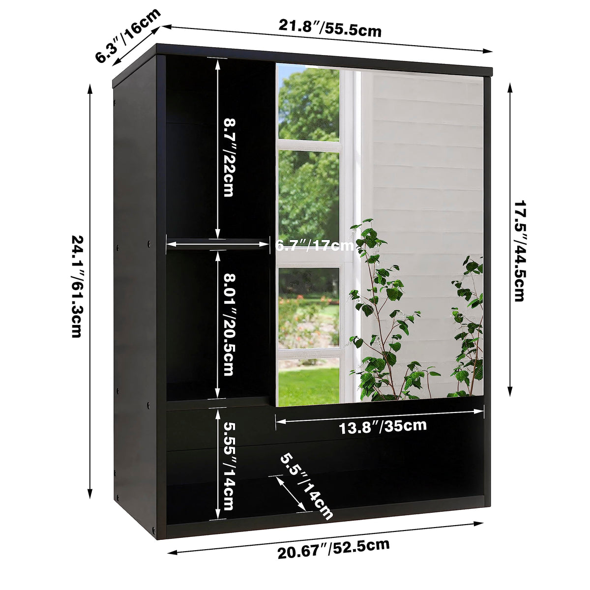 SMIBUY Bathroom Mirror Cabinet Wall Mounted, Bamboo Space Saver Medicine Cabinet, Wall Hanging Over Toilet Storage Cabinet with Mirror Door and