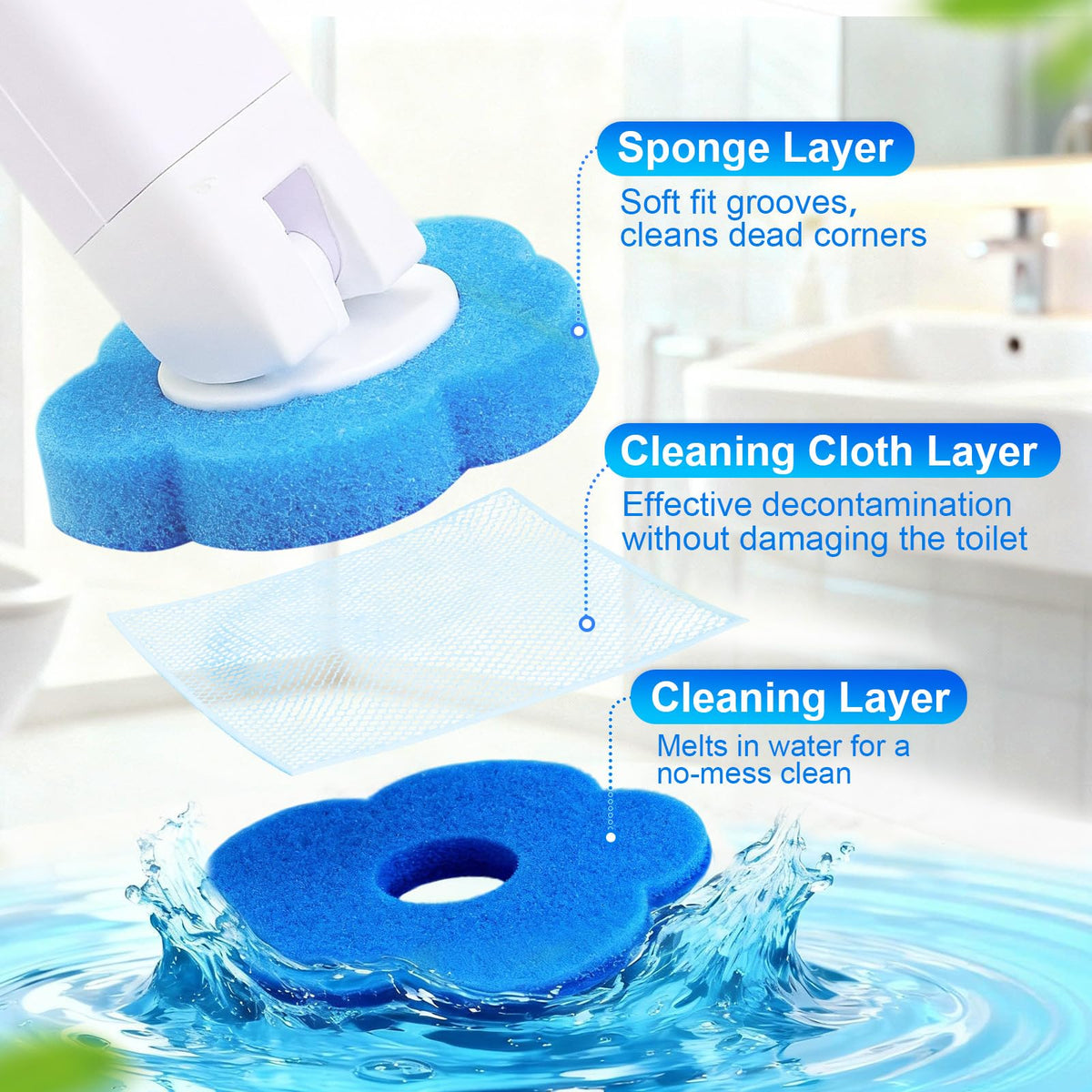 LIHAO Disposable Toilet Brush with Holder and 30 PCS Cleaner Refills
