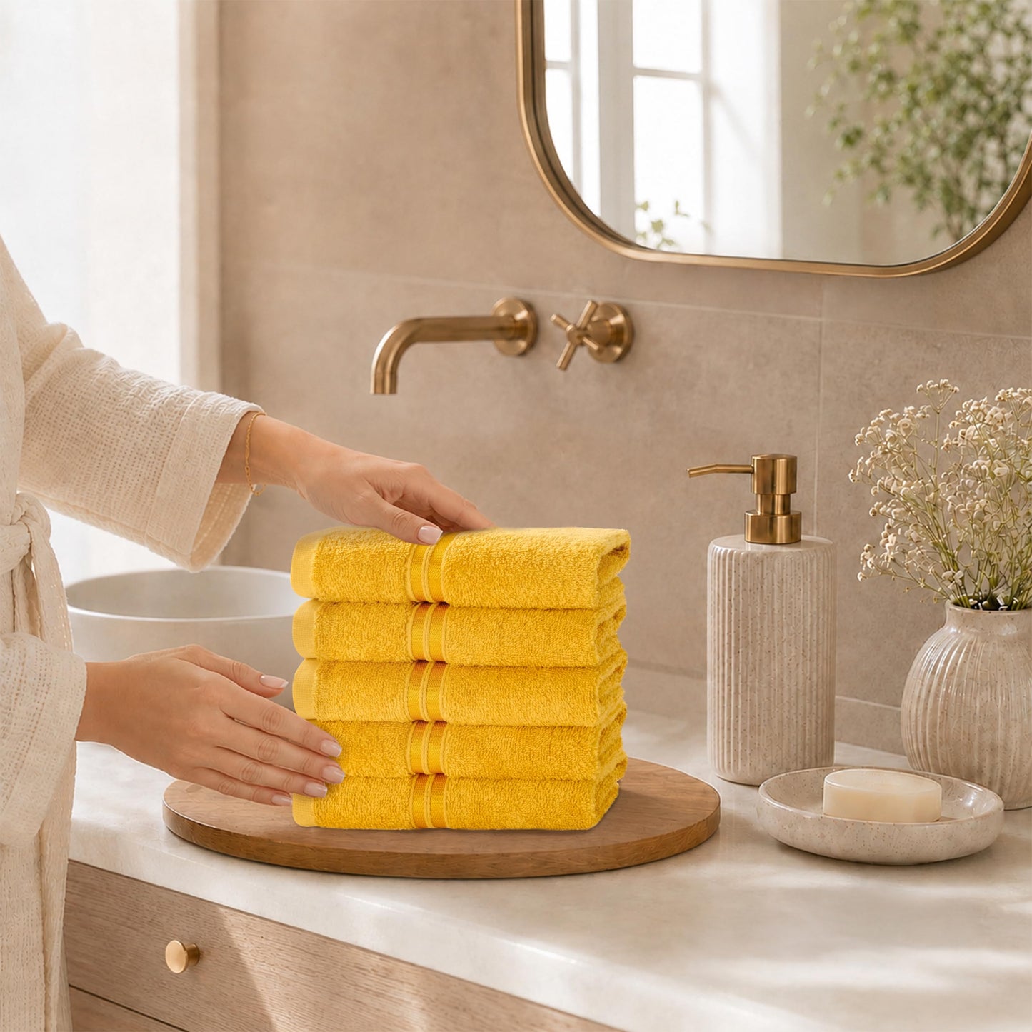 Hammetex Guest Towels Set of 5 30 x 50 cm 100% Cotton Terry Cloth