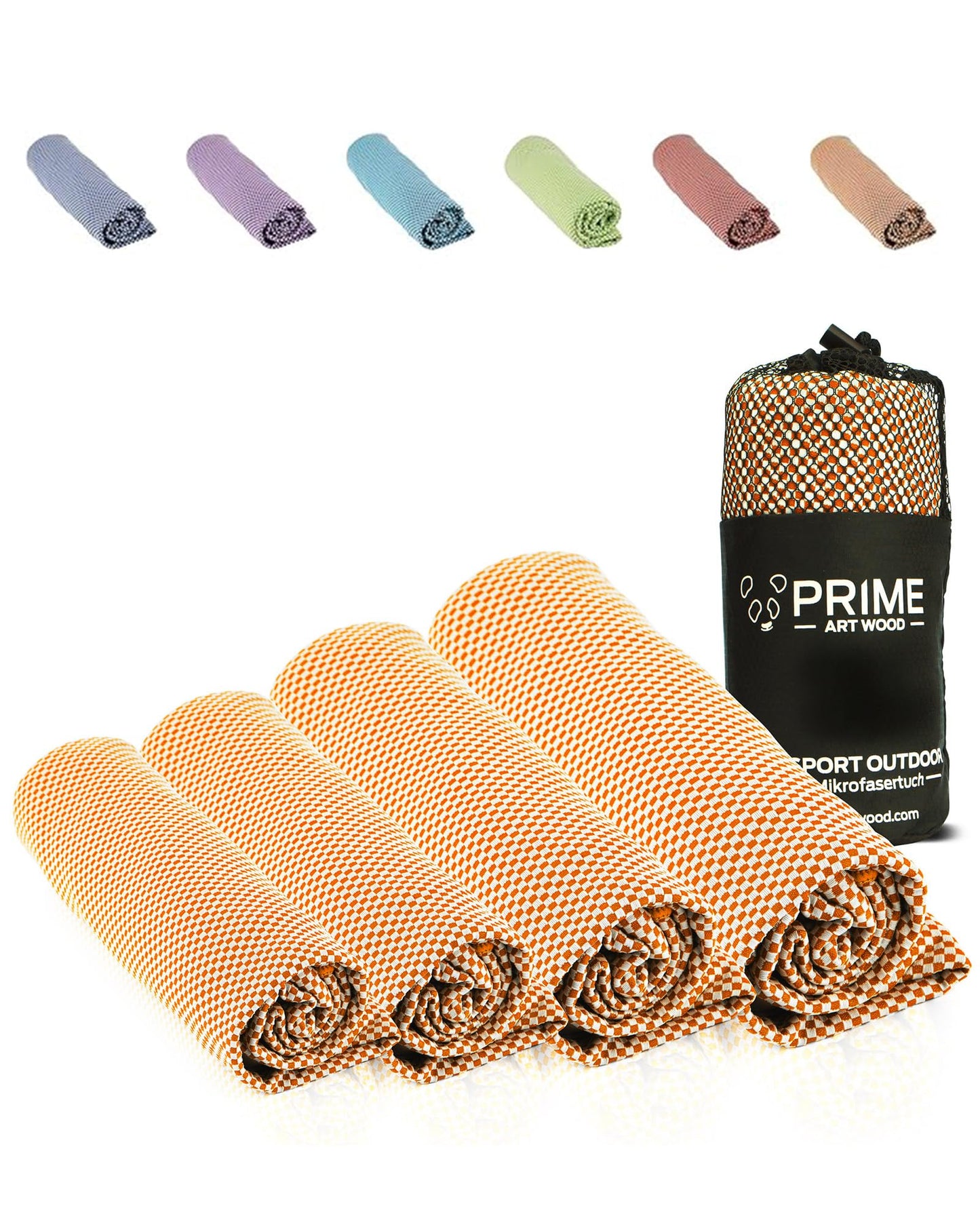 PRIME ART WOOD Bamboo Travel Towel 130 x 80 cm Orange