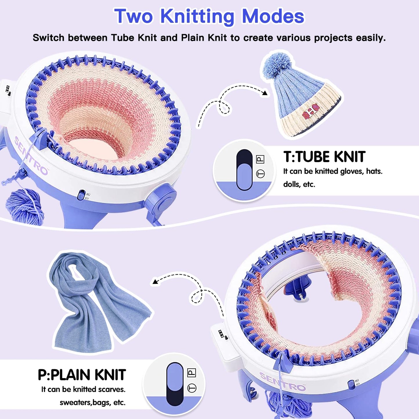 SENTRO 48-Needle Knitting Machine - Versatile Circular Knitting Loom Machine for Adults, Perfect for Crocheting and Knitting Projects - Ideal for