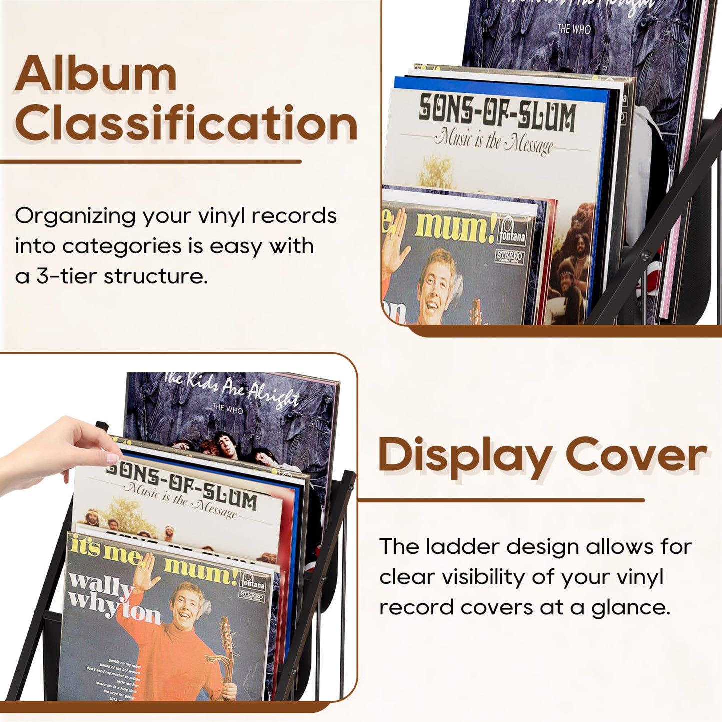 Vinyl Record Storage 3 Levels,Vinyl record stand,shelving for vinyl,record player stand, Cd Rack
