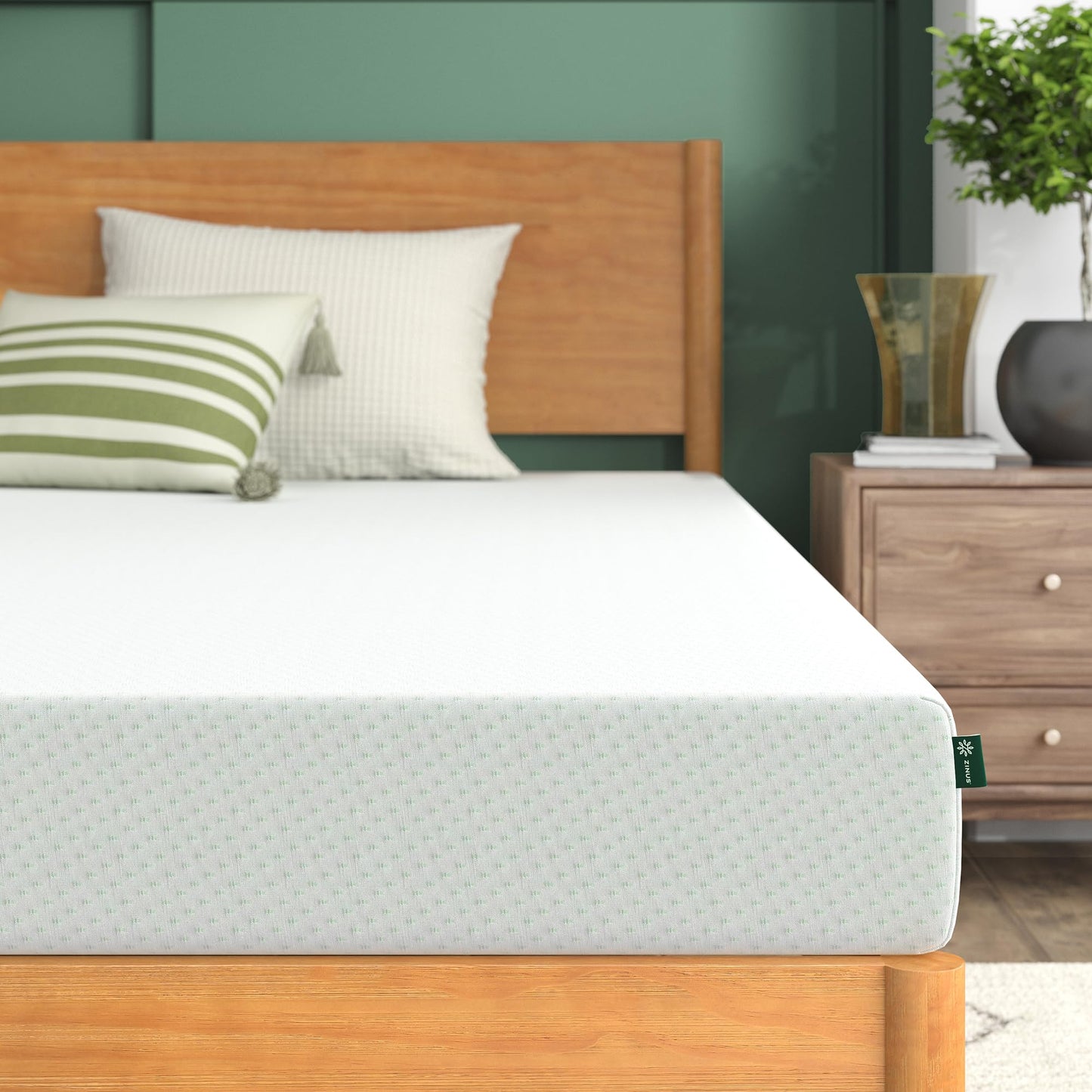 ZINUS Single Mattress - Memory Foam - 90x190cm/3x6ft - Height 13cm/5in - Medium Firmness - Orthopaedic Support with Comfort foam - Green tea Designed