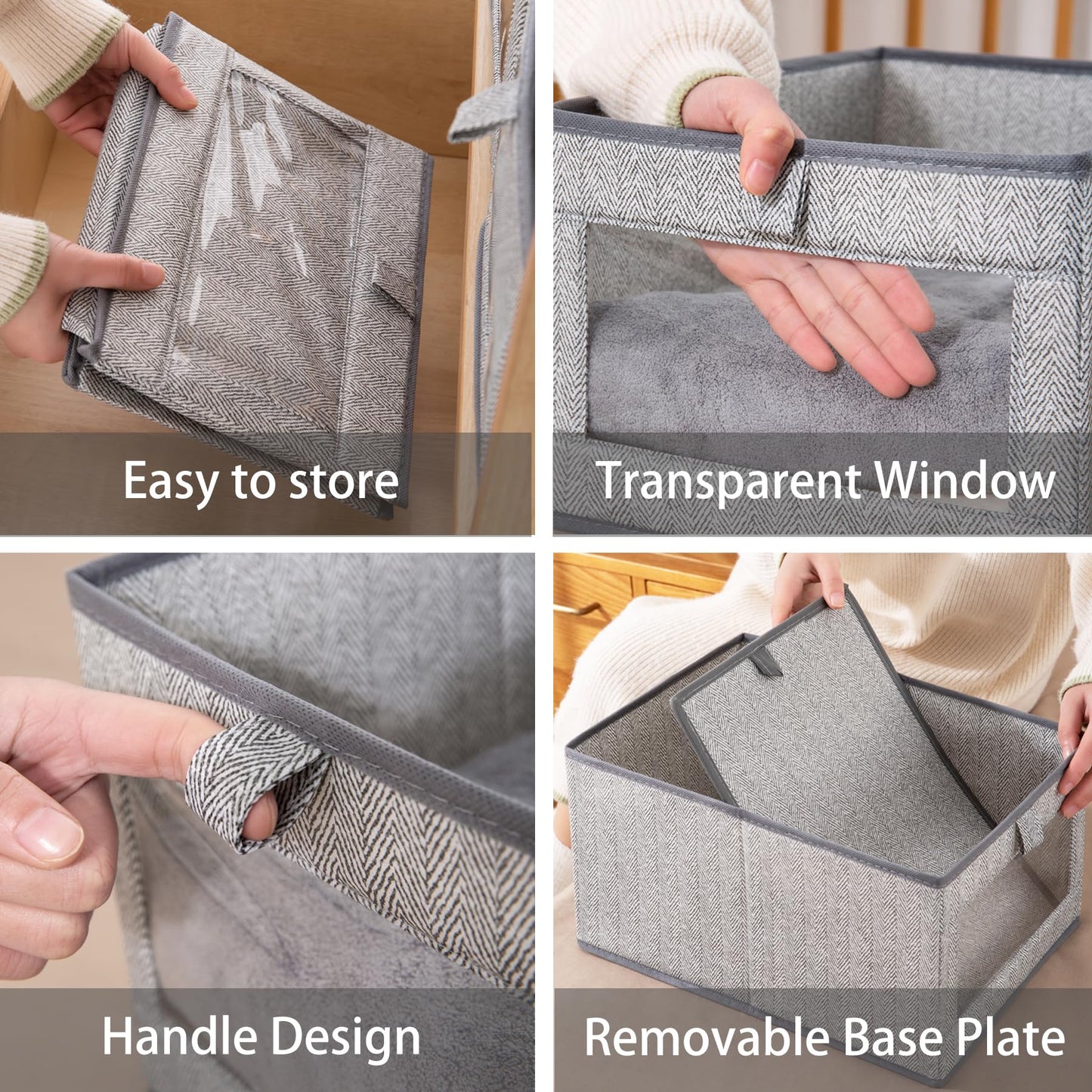 Goesort Set of 5 Clothes Storage Boxes, Wardrobe Storage Organiser Fabric Clothes Organiser
