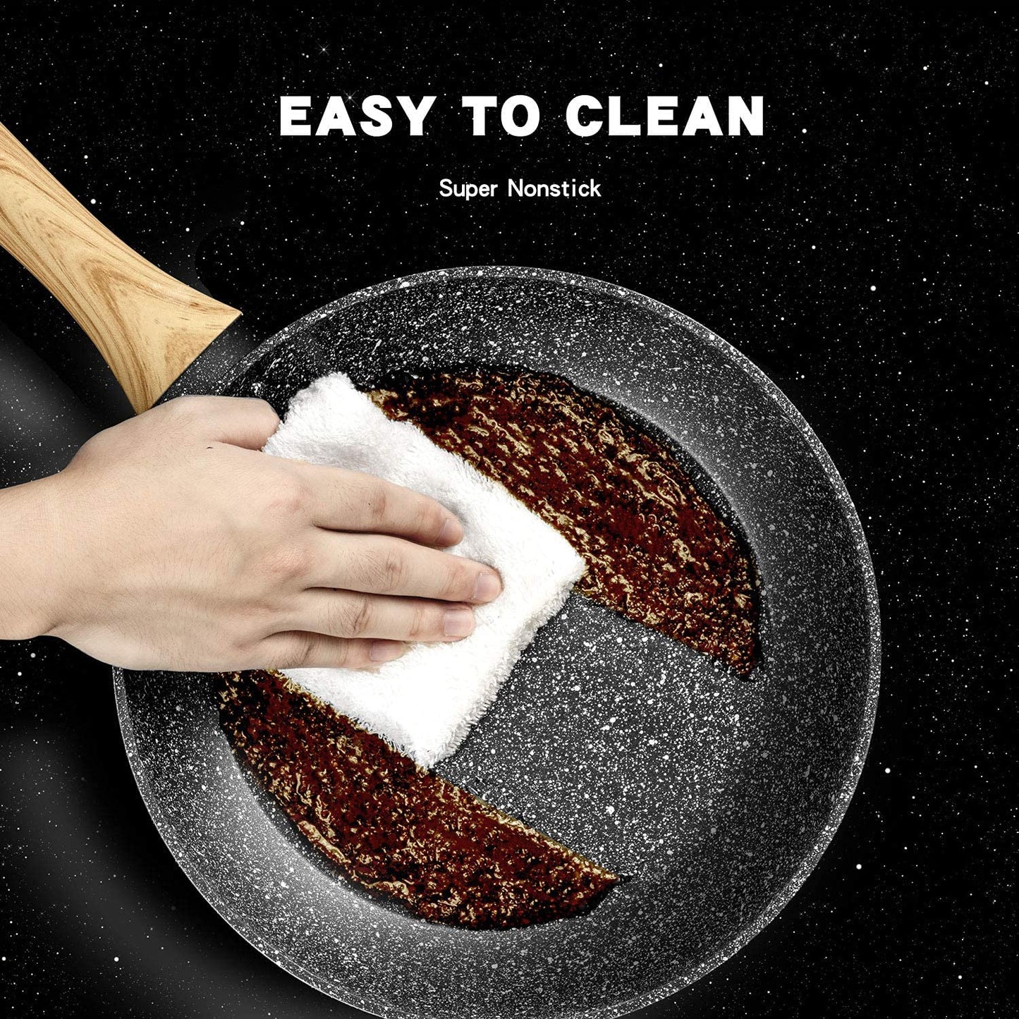 MICHELANGELO Frying Pan with Lid 28cm, Non Stick Frying Pan 28cm with Bakelite Handle, Frying Pan with Stone-Derived, Induction Frying Pan 28cm