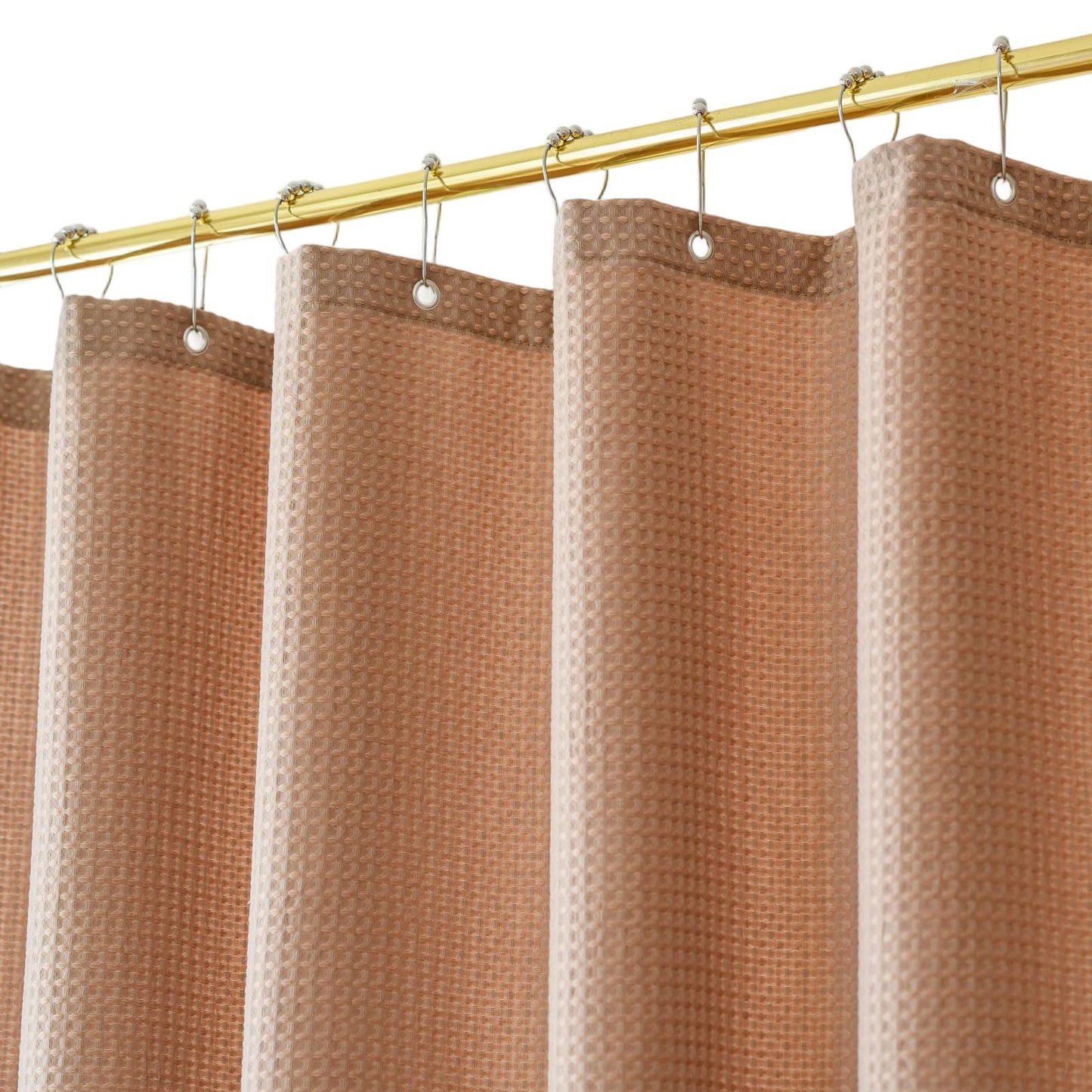 Yofori Khaki Shower Curtain Waffle Fabric Bathroom Curtains Wet Room Shower Curtains Sets with Hooks Bathtub Bath Decor Accessories, 183x183cm