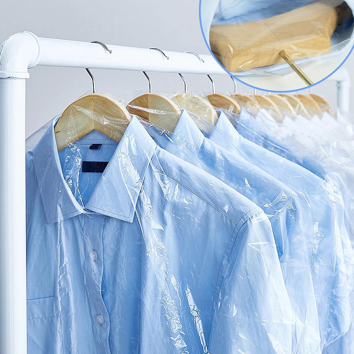 100 Pack Plastic Clothing Bags, Dustproof Clothing Protective Cover