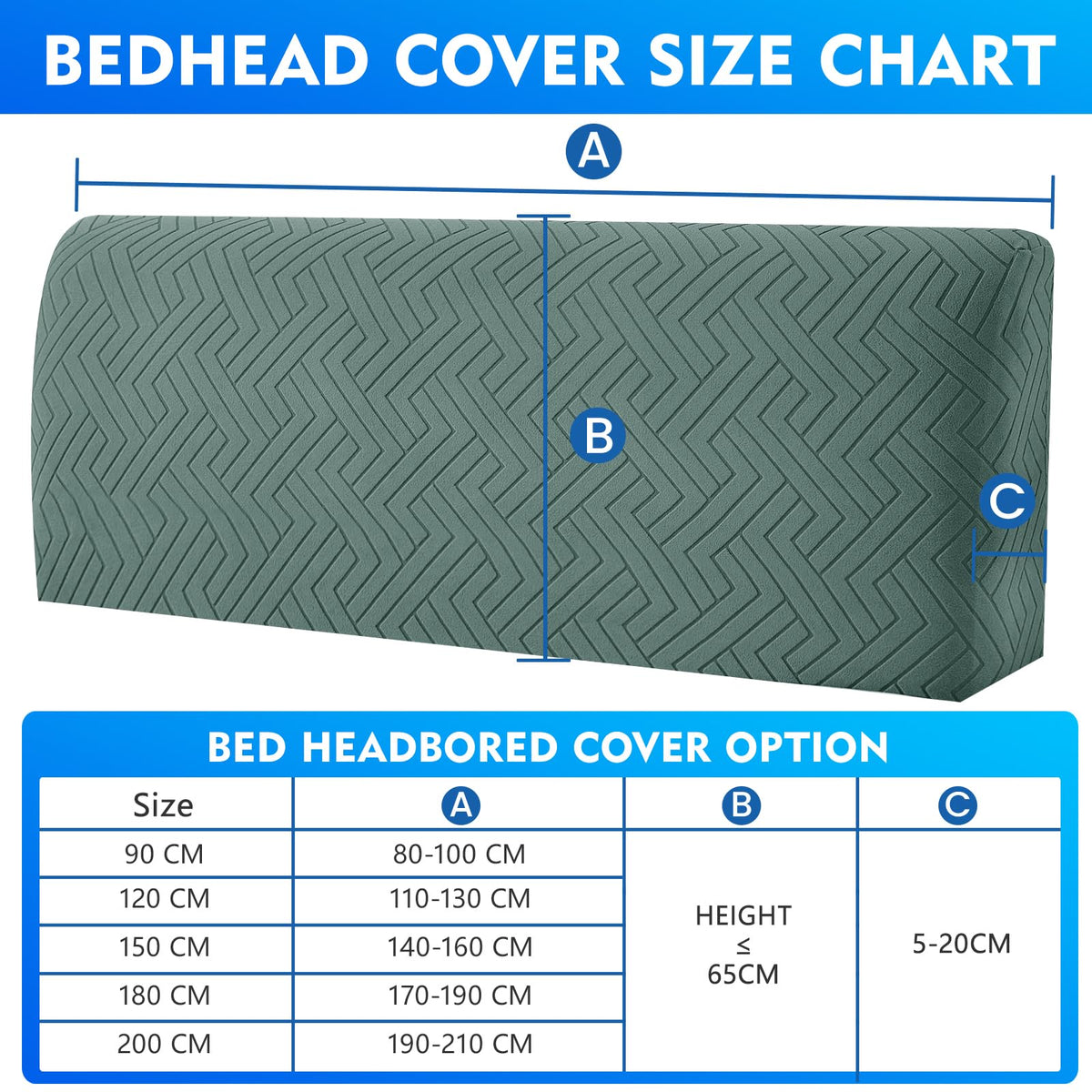 CYCMACO Elastic Headboard Cover, Double/Single Bed Headboard, Removable and Washable Dust Cover, Durable, Universal Headboard Cover Dustproof