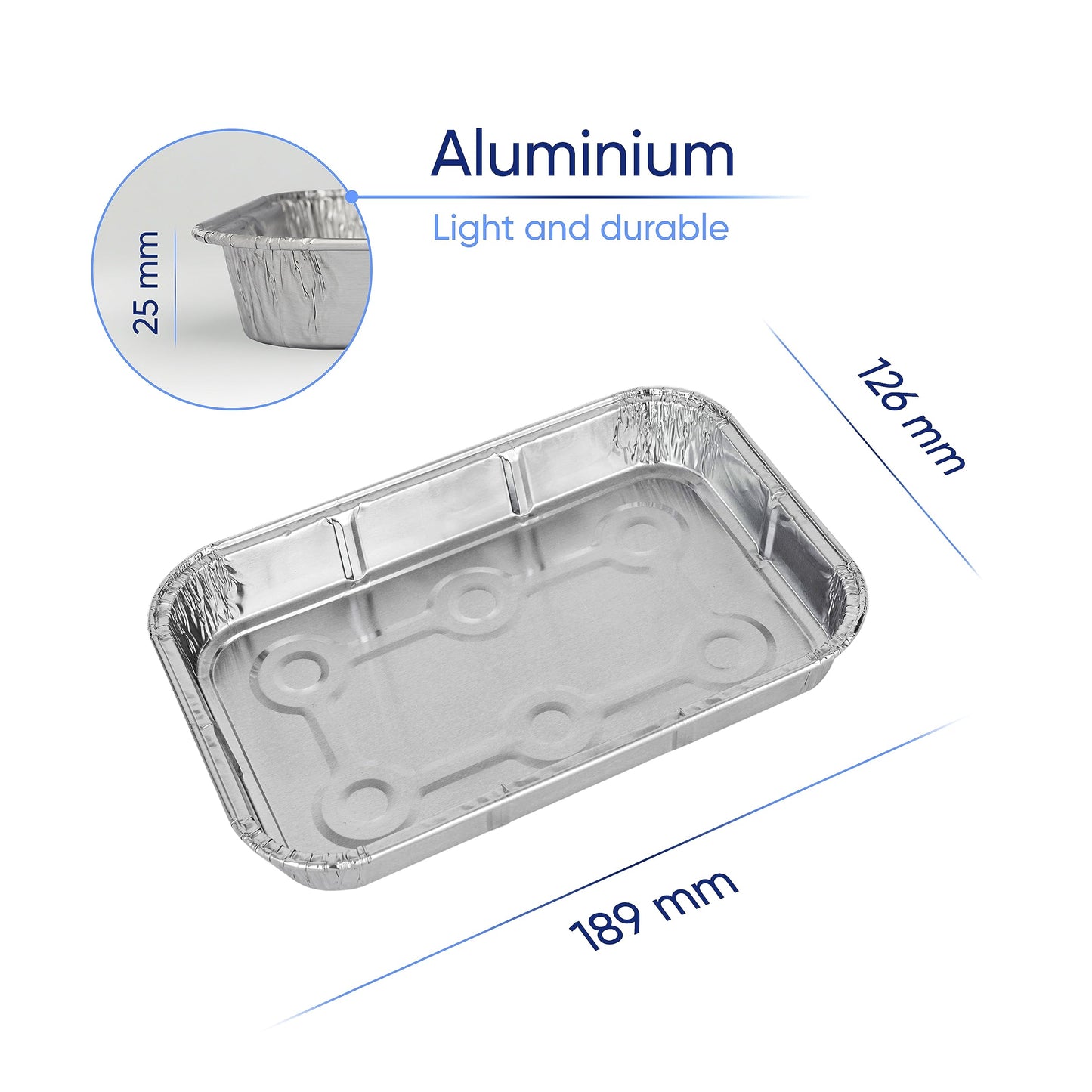 Coppice Small Aluminium Foil Tray for Baking, BBQ, Roasting, Grilling & Food Storage | 19cm x 13cm x 2.5cm | Freezer, Microwave & Oven Safe (100