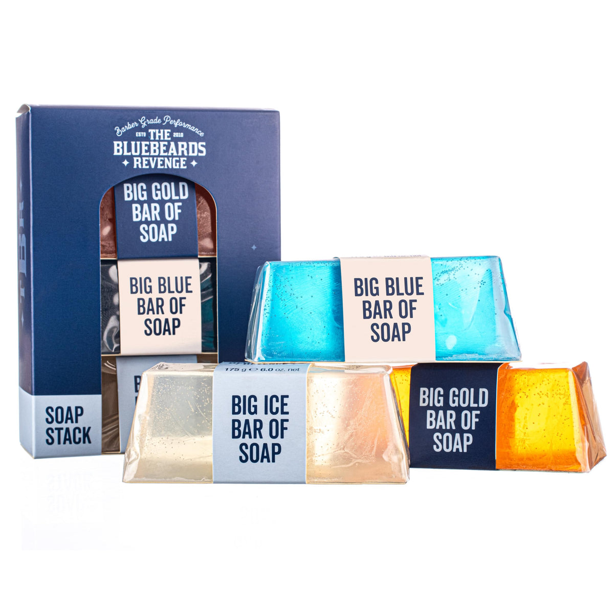 The Bluebeards Revenge Mens Soap Stack Gift Set, Mens Soap Bar For Hands and Body, Includes Big Blue, Cuban Gold And Classic Ice Soap