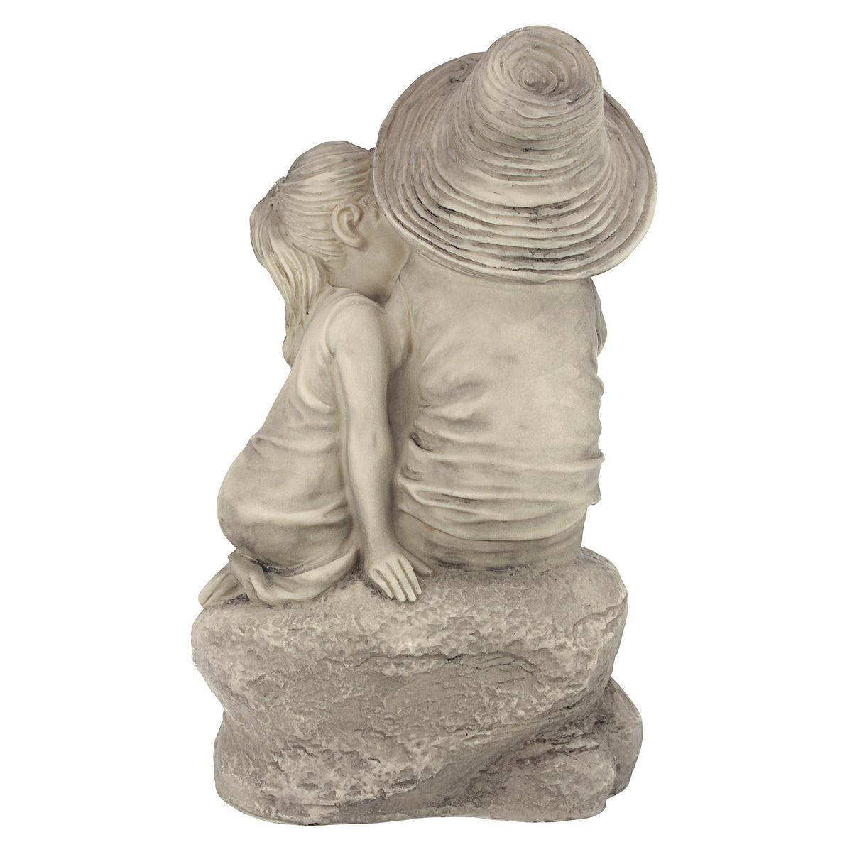 Design Toscano Kissing Kids Boy and Girl Garden Decor Statue, 35.5 cm, Polyresin, Antique Stone
