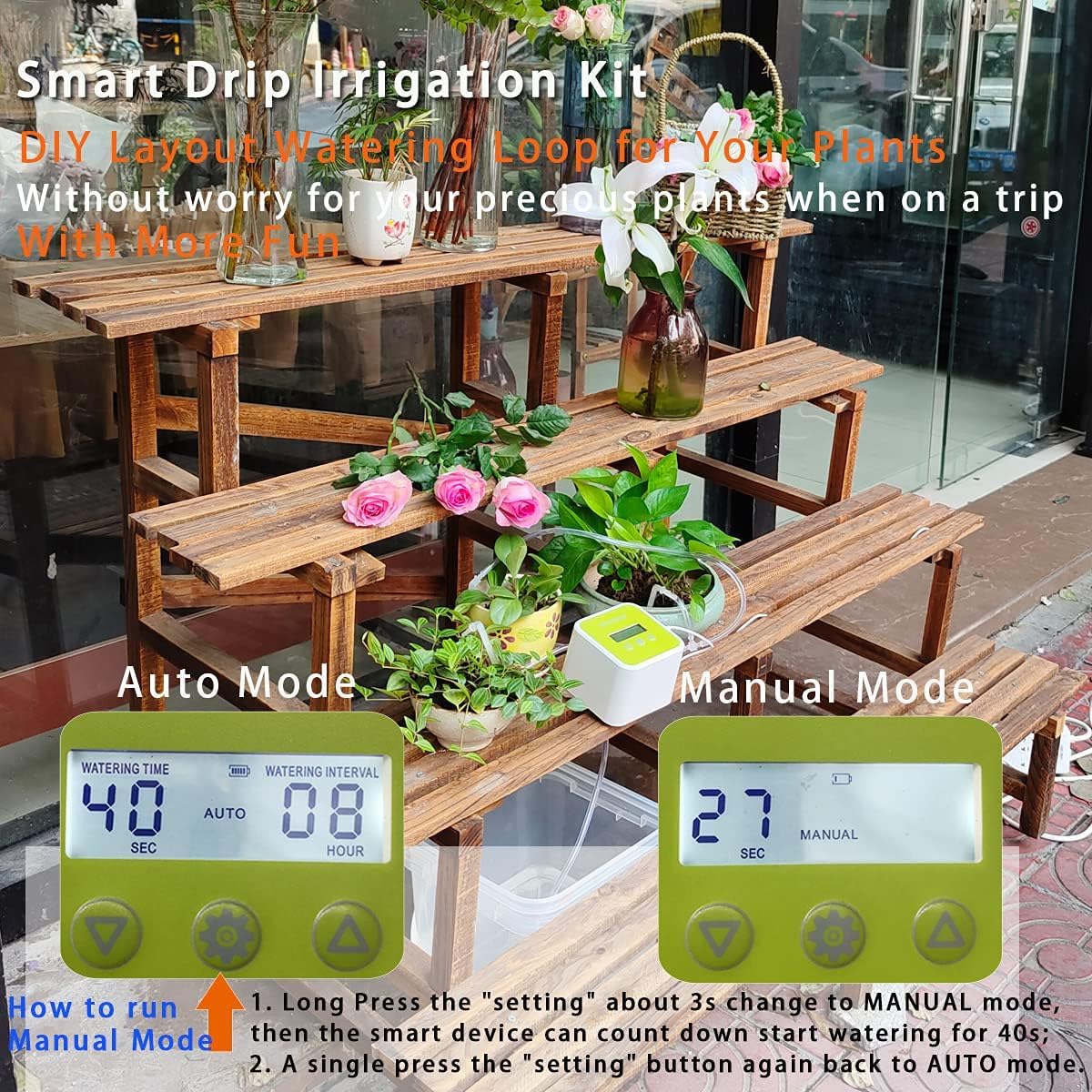WOWLED Automatic Drip Irrigation System, Indoor Plant DIY Smart Irrigation Kit Self Watering System for House Plants, Watering Equipment for Potted