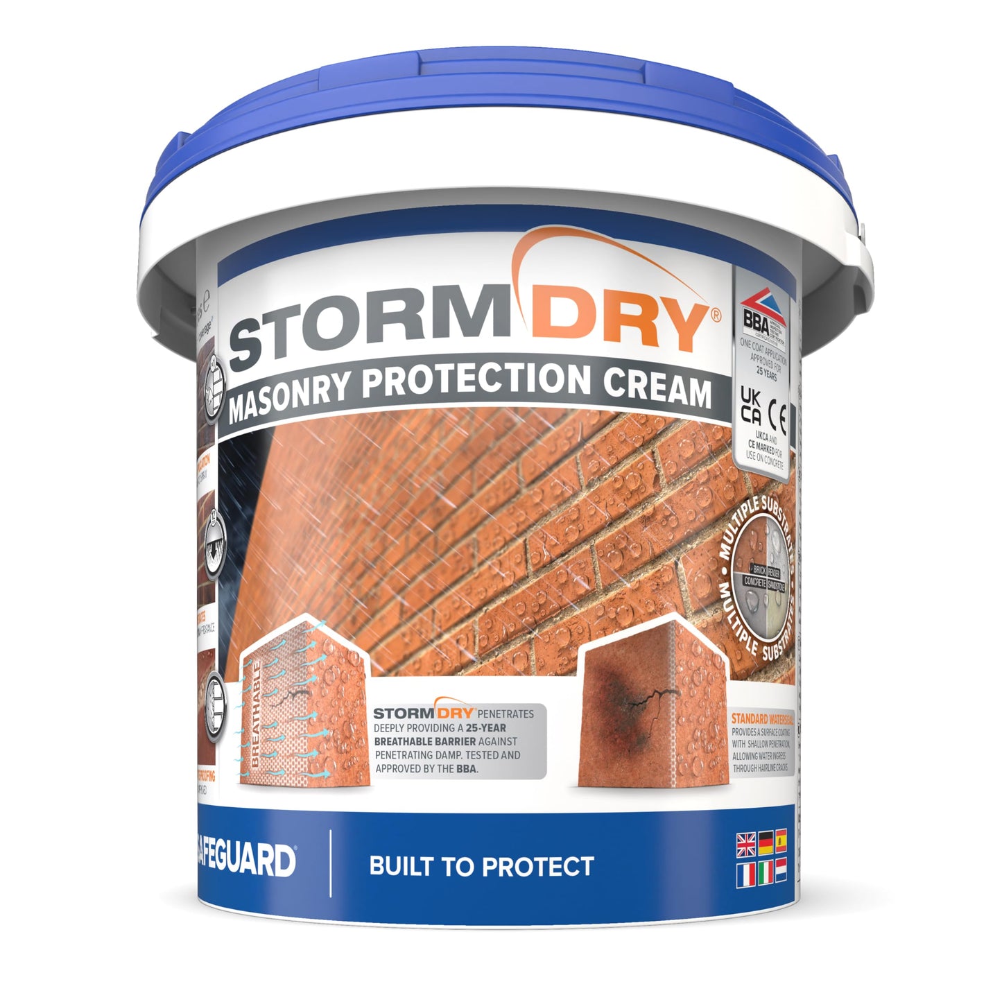 Stormdry Masonry Waterproofing Cream (5 Litre) 25 Year BBA & EST Approved Exterior Brick Sealer. Breathable, Colourless Brick, Concrete, Stone,