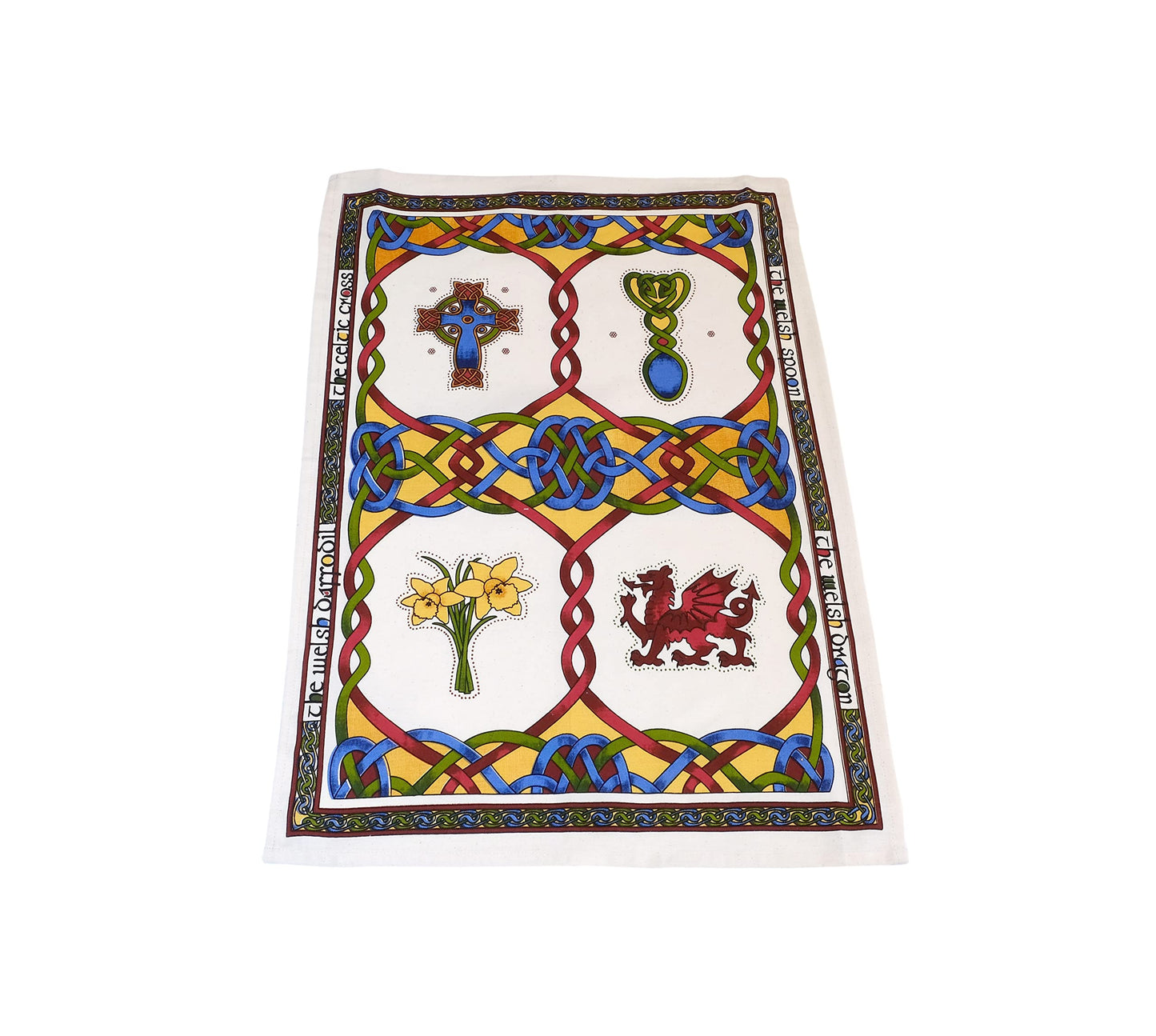 IslandCraft Celtic Weave Welsh Emblems Cotton Tea Towel [ISL]