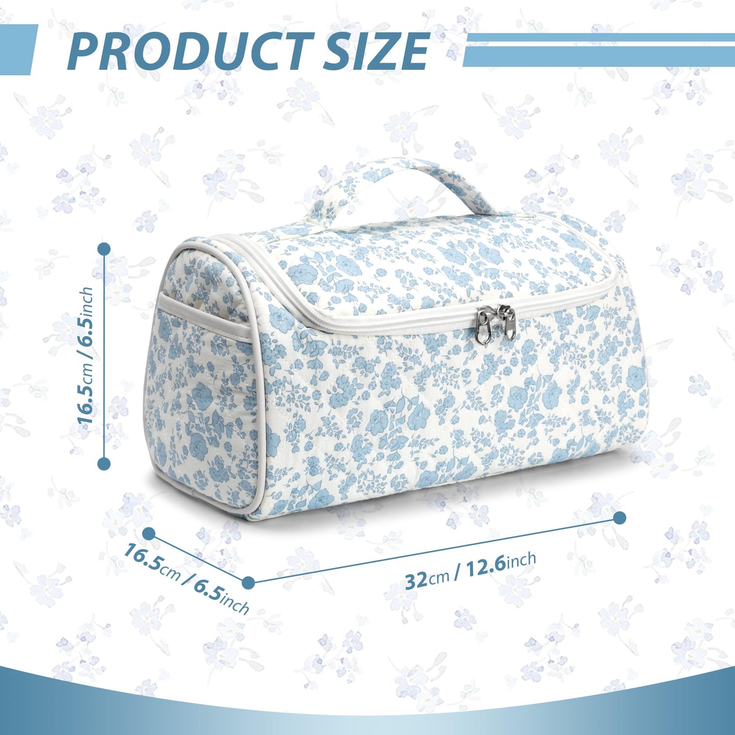 Linpr Travel Hair Dryer Bag with Hook for Dyson Airwrap Styler, Flower Blue