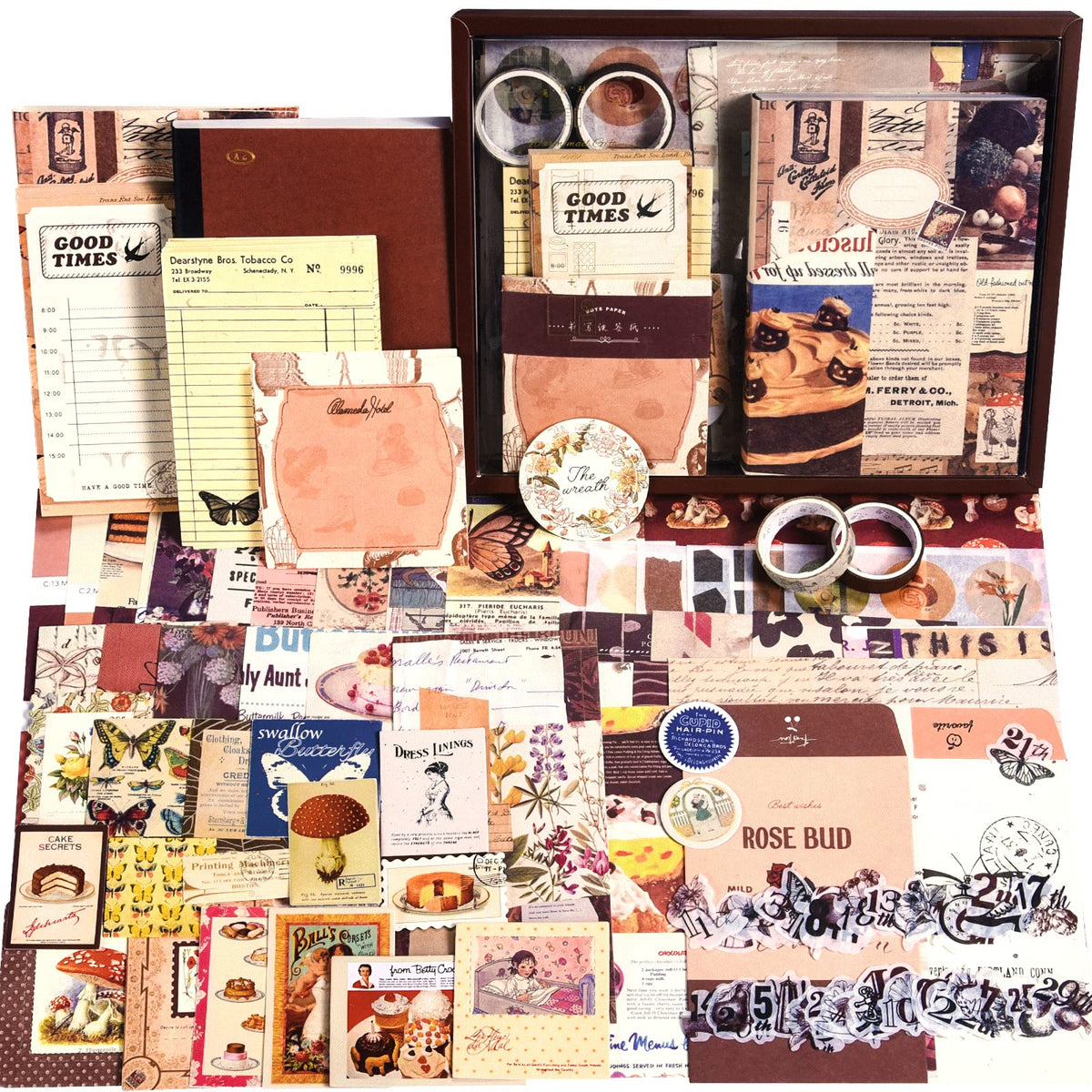 OFFIGIFT Scrapbooking Supplies Kit, 351pcs Bullet Junk Journal Kit with Journaling Supplies, Vintage Aesthetic Scrapbook Paper A6 Grid Notebook,