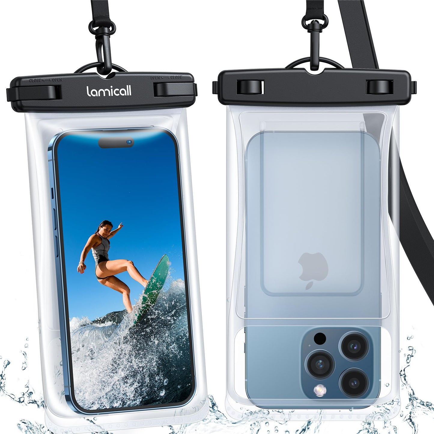 Lamicall Floating Waterproof Phone Pouch - [3D Seamless Body] IPX8 Waterproof Phone Case for Swimming Underwater Dry Bag with Lanyard for iPhone 17 16