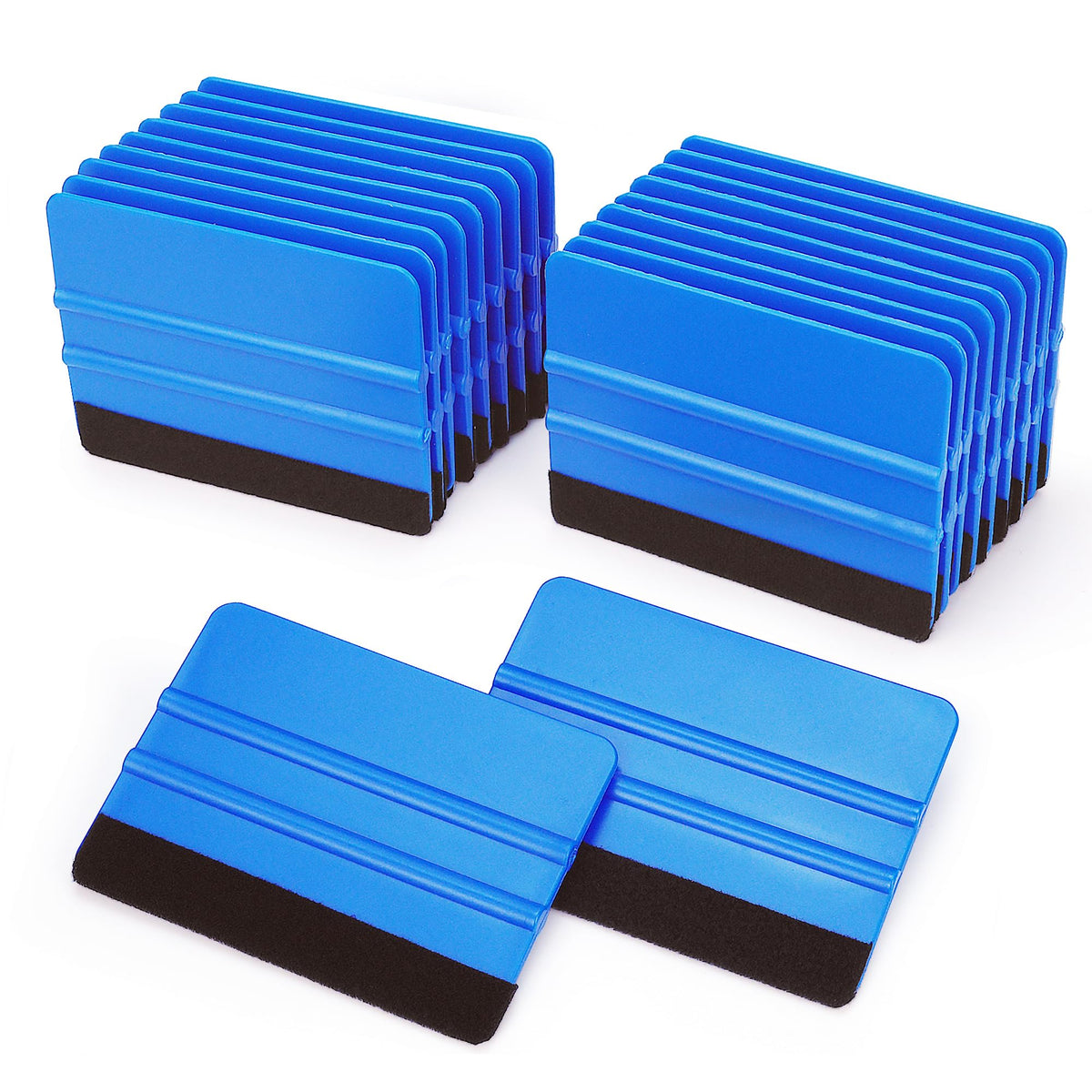 Lunbengo 20 Piece Car Wrap Plastic Squeegee, 10 * 7cm Window Tint Squeegee Film Tools, Felt Edge Squeegee Decal Wallpaper Applicator, Blue