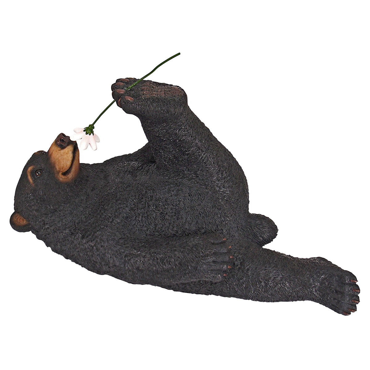 Design Toscano Smell The Flowers Garden Bear Statue - Black