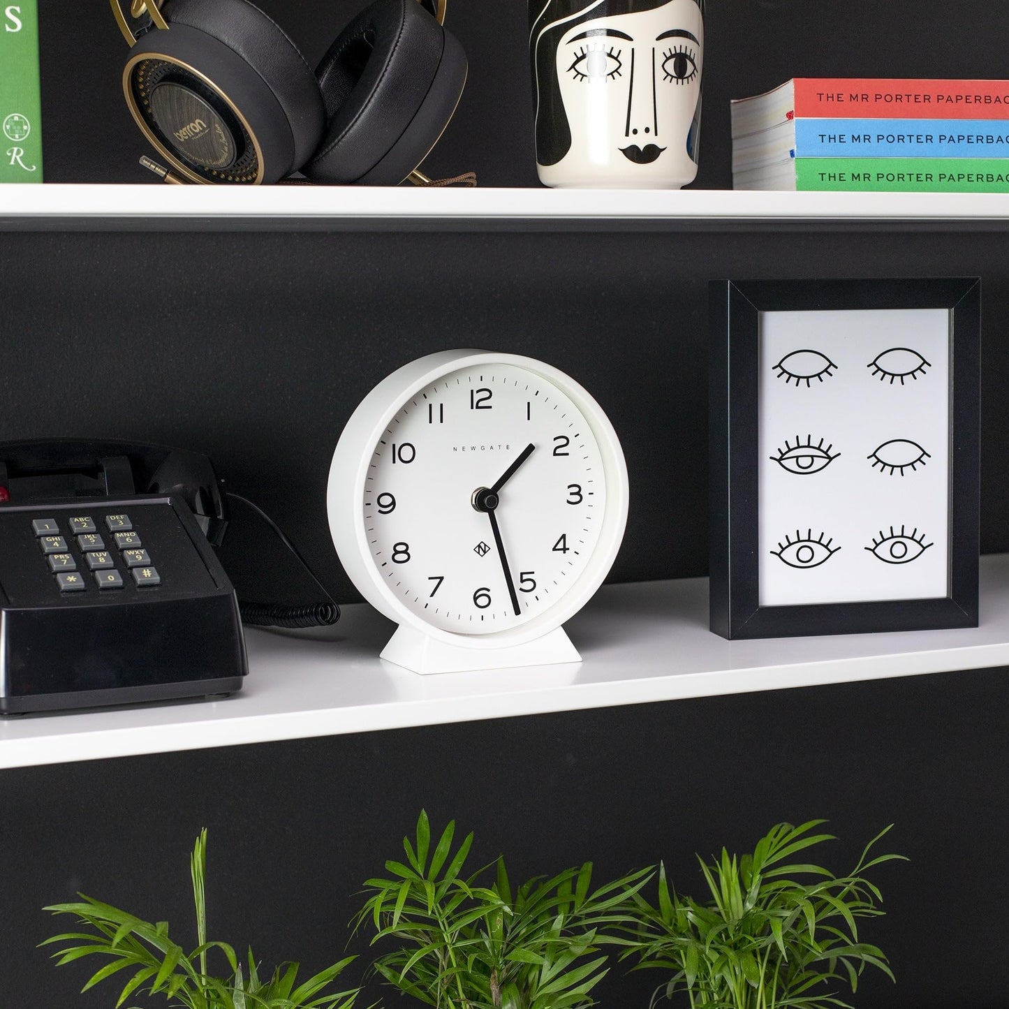 NEWGATE M Mantel Silent Sweep Mantel Clock - 'No Tick' - A Modern Mantelpiece Clock - Small Clock - Mantel Clocks - Minimalist Dial - (Polar White)