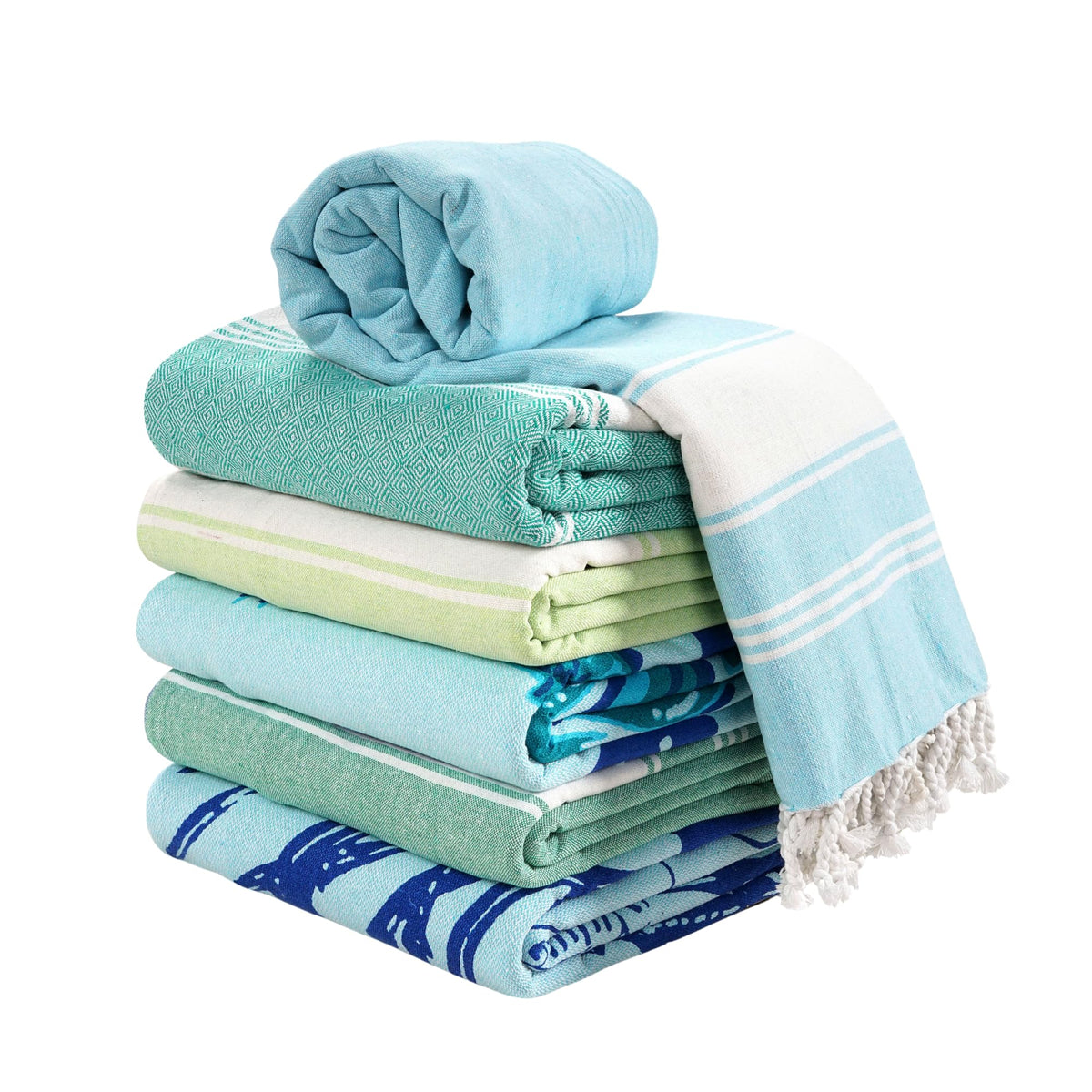 LANE LINEN Turkish Beach Towels Set of 6, Cotton Rich Oversized Beach Towel, Lightweight Beach essentials For Women, Large Pool Towel, Absorbent &
