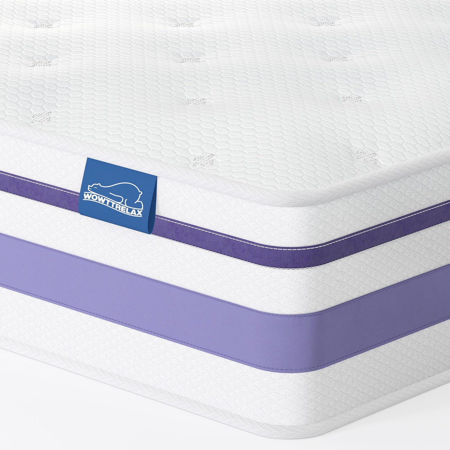 wowttrelax Double Mattress Memory Foam 4ft6, Medium, Purple, 135x190x20cm