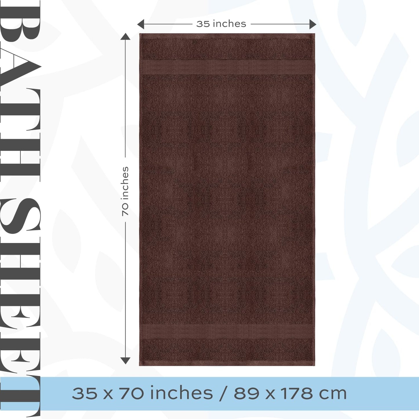 White Classic Luxury Bath Sheet Towels Extra Large | Highly Absorbent Hotel spa Collection Bathroom Towel | 35x70 Inch | 2 Pack (Brown)