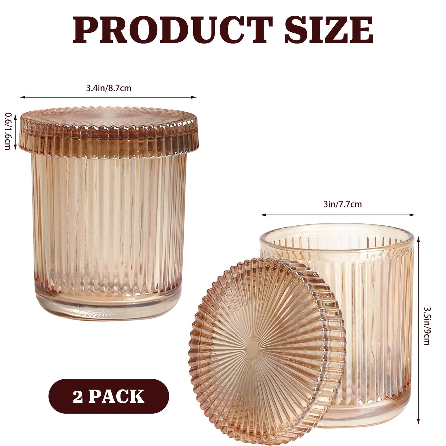 LUKDNEEY Bathroom Storage Organiser, 2 Pack Qtip Holder Glass Jar with Lid, Vanity Organiser for Cotton Swabs, Balls, Pads, Floss Picks
