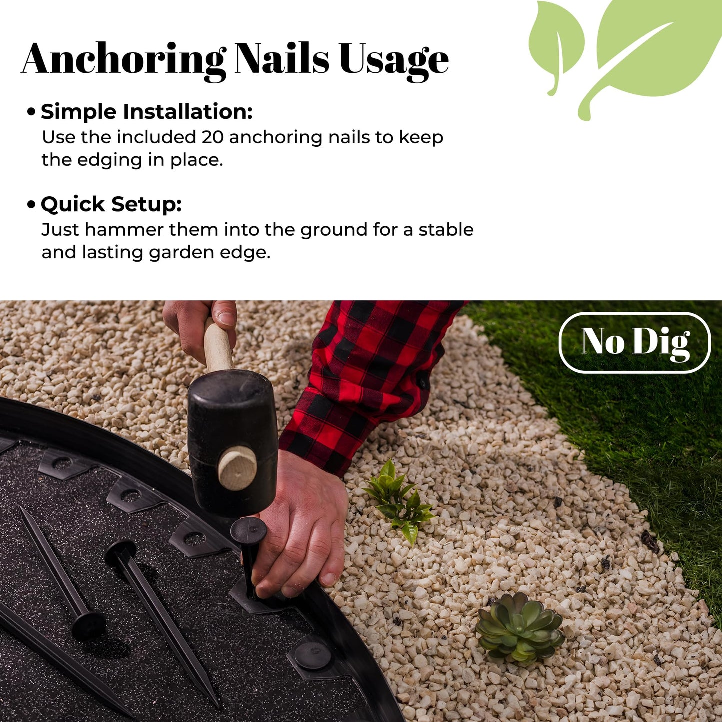 GARDENIX Lawn Edging 6cm high - 33ft long Brown Flexible Garden Edging Border with Easy Dig Installation & Reinforced Plastic Pegs, Ideal for