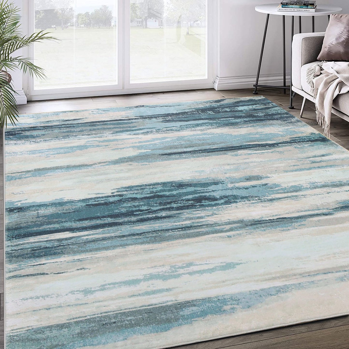 Tinyboy-hbq Modern Abstract Area Rug, Blue, 160 x 200 cm
