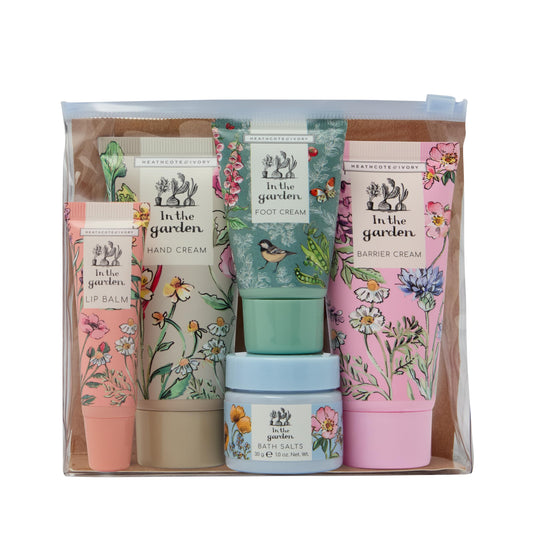 Heathcote & Ivory Hand and Barrier Cream x2 50ml, Foot Cream 30ml, Bath Salts 30g, Lip Balm 10ml, Top to Tow Kit, Shea Butter, Moisturiser, Gardening
